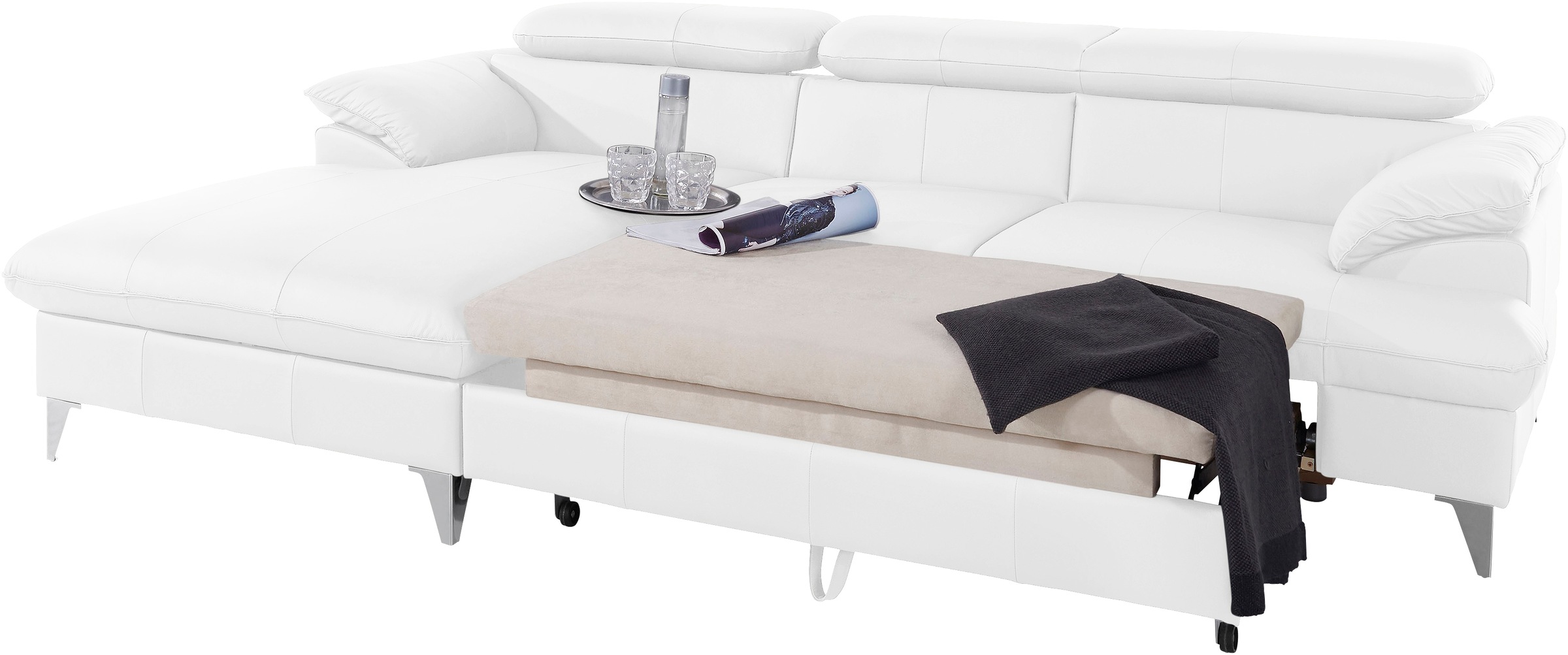 COTTA Ecksofa »Caluso L-Form«, mit Kopfteilverstellung, wahlweise mit Bettfunktion & Bettkasten