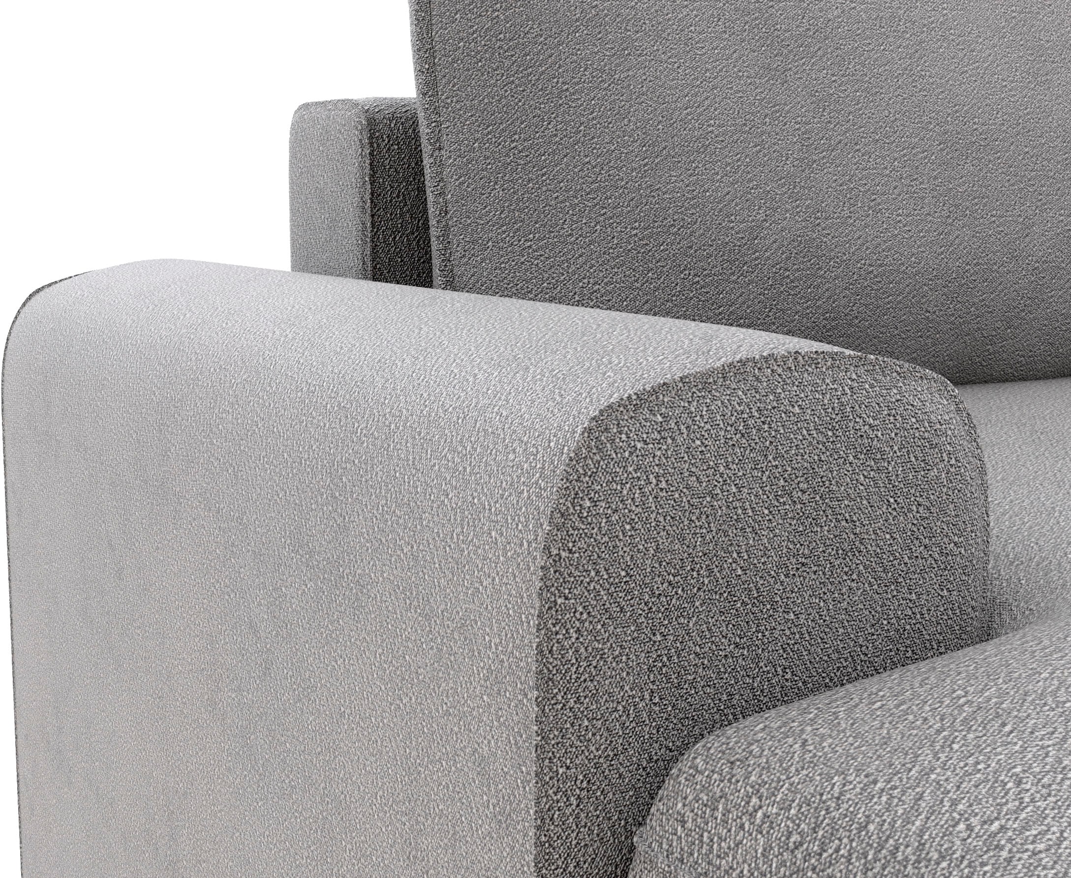 TRENDMANUFAKTUR Ecksofa »Fordon, Schlafsofa mit Bettkasten, Couch in L-Form, Breite 250 cm«, in Struktur fein LEO, haustierfreundlich, schlamm, Recamiere rechts