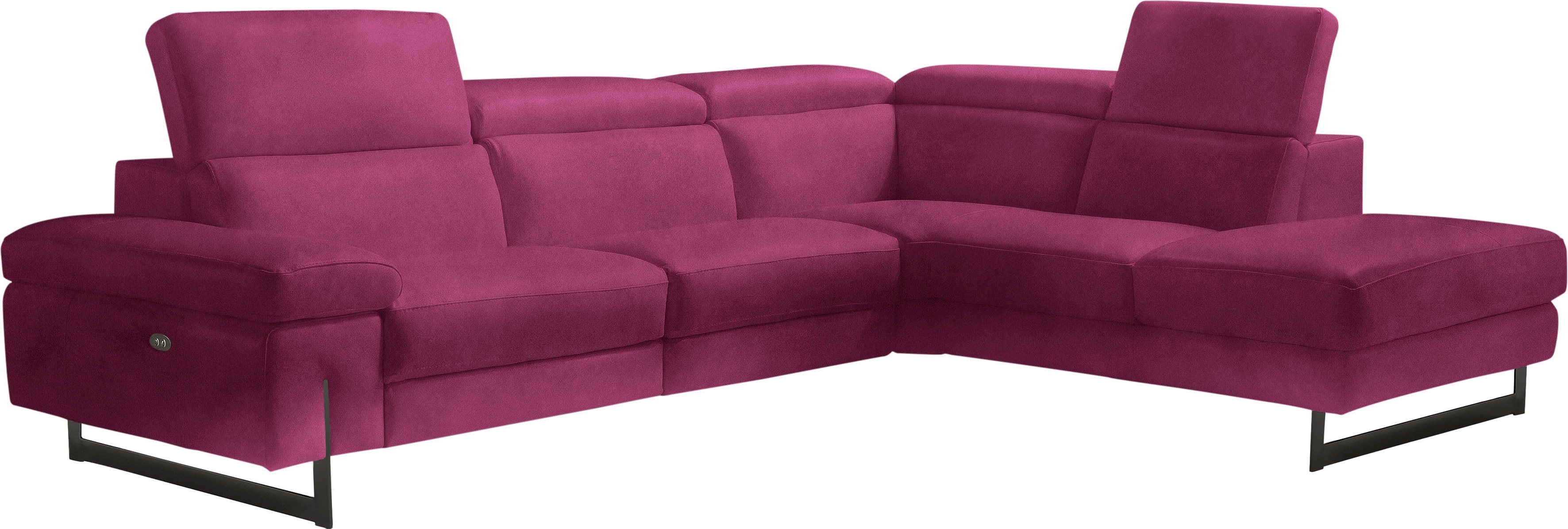 Egoitaliano Ecksofa "Candice, elegant, edel und bequem, erstklassiger Sitzkomfort, L-Form" inkl. 2 elektrischer Relaxfunktionen, Bedienung über Taste an Armlehne