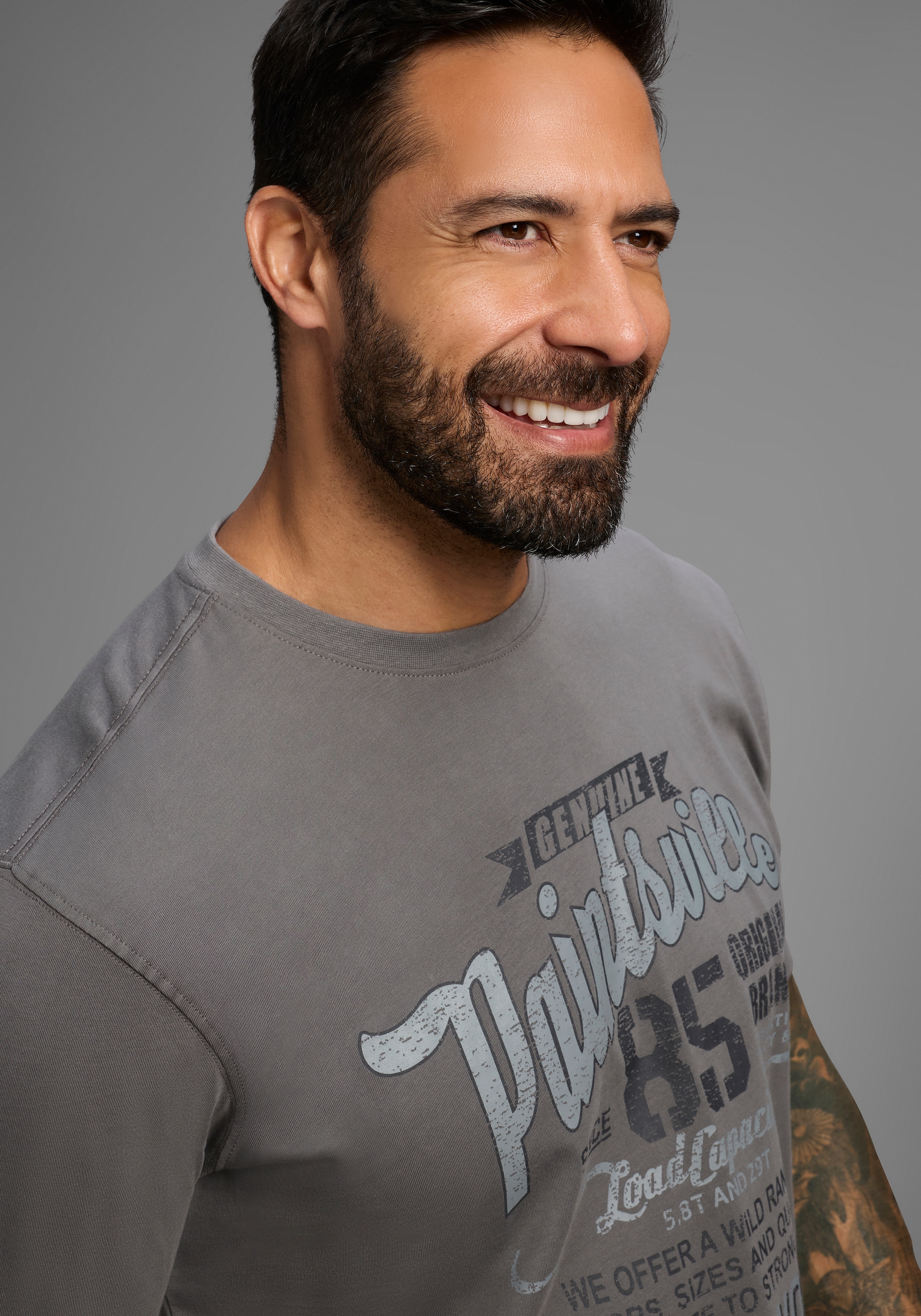 Man's World T-Shirt, Kurzarm, mit stylischem Print, Rundhalsausschnitt, aus Baumwolle