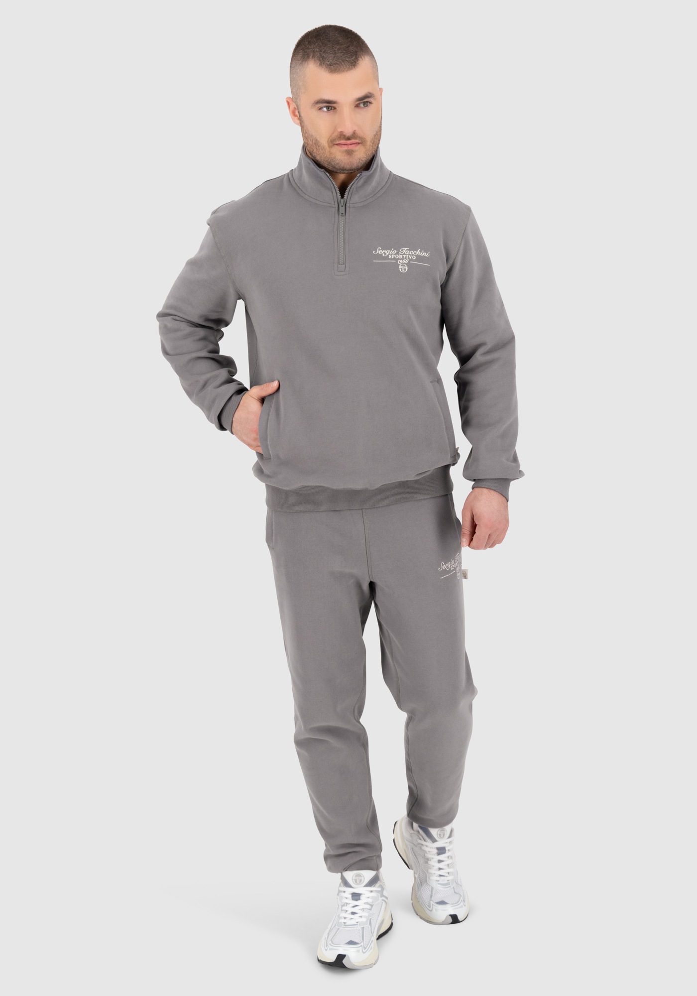 Sergio Tacchini Sweatshirt »NINO RELAXED 1/4 ZIP SWEATER Herren«, Sweatshirt Herren, Fleece Pullover, Troyer, Retro, Outdoor, Sale