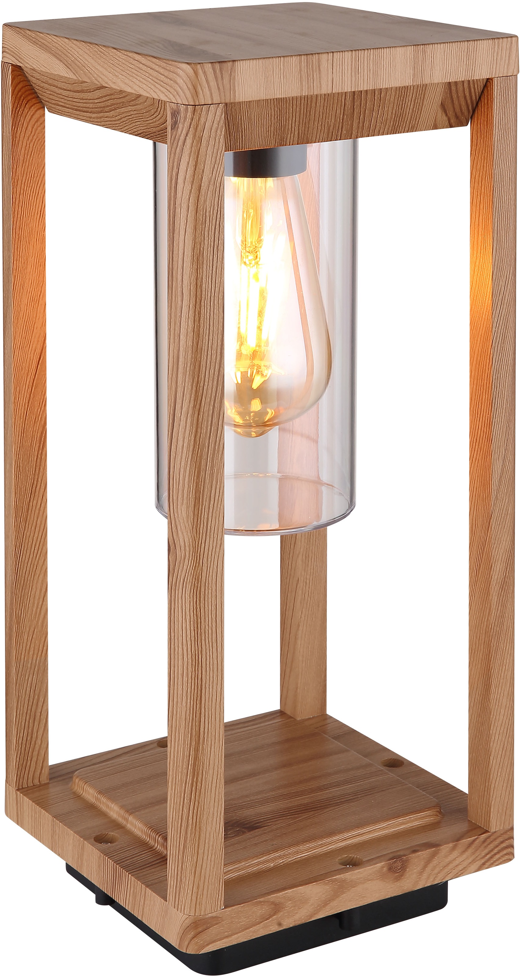 GLOBO LIGHTING Außen-Stehlampe »CANDELA«, Leuchtmittel E27 | ohne Leuchtmittel, Außenlampe/holzoptik/Sockelleuchte/IP44/LxBxH: 150x150x350mm