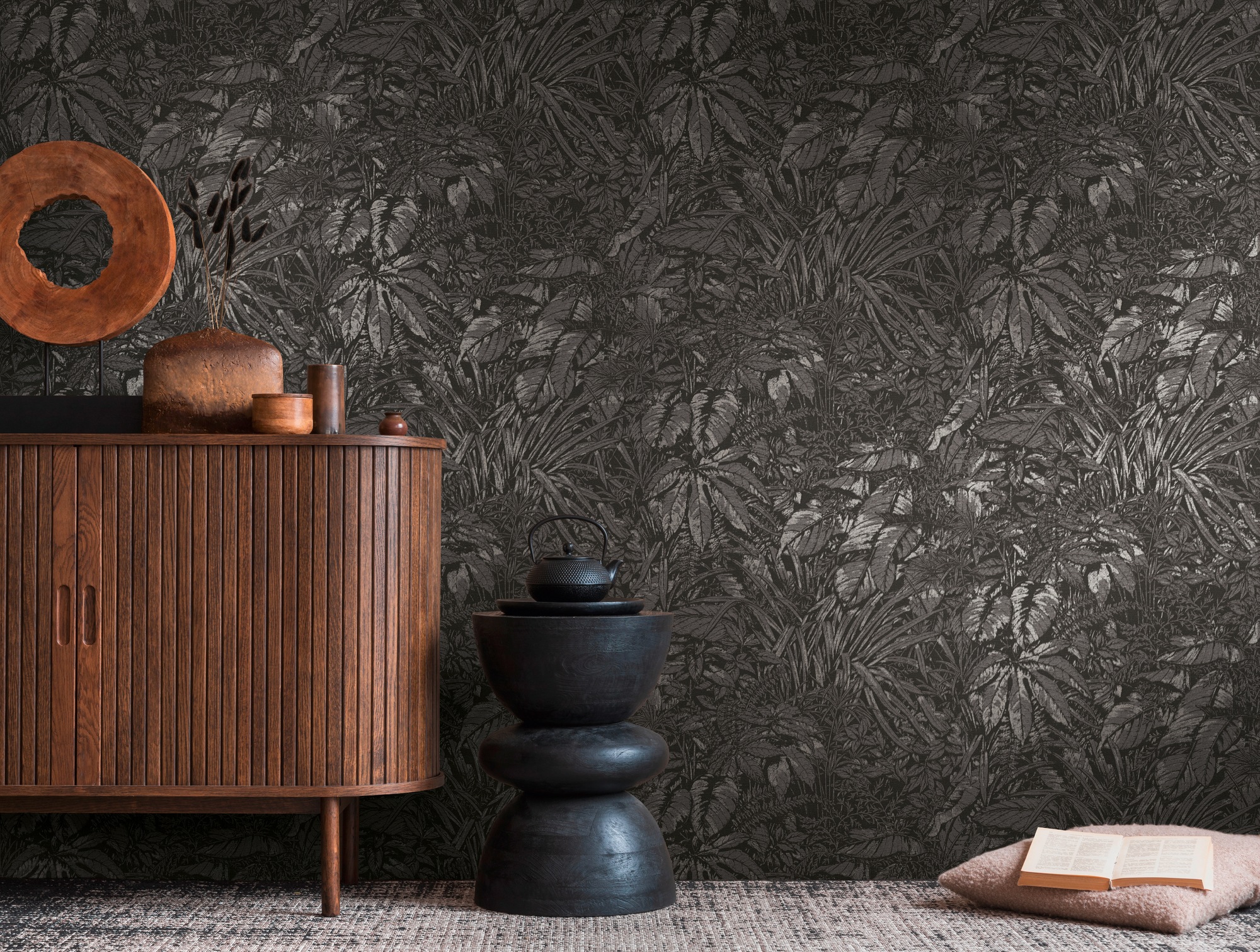 living walls "Smart Surfaces Natur-Tapete Mustertapete Floral Natur" leicht glänzend strukturiert Vliestapete Dschungel für Schlafzimmer Küche Wohnzimmer Natur Design