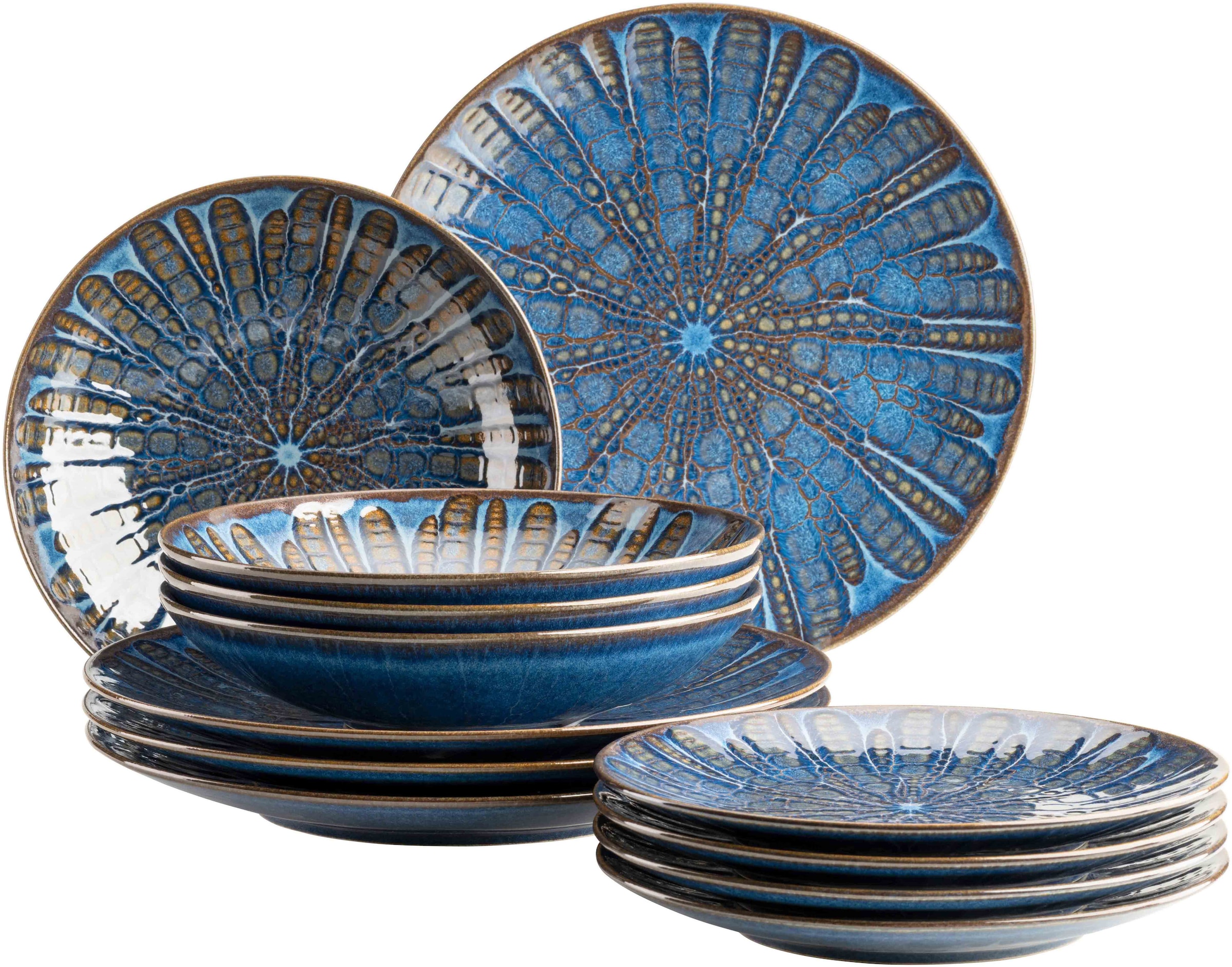 Mäser Blau Tafelservice "Aquamarine Geschirr-Set Steinzeug" Teller Set von Baur