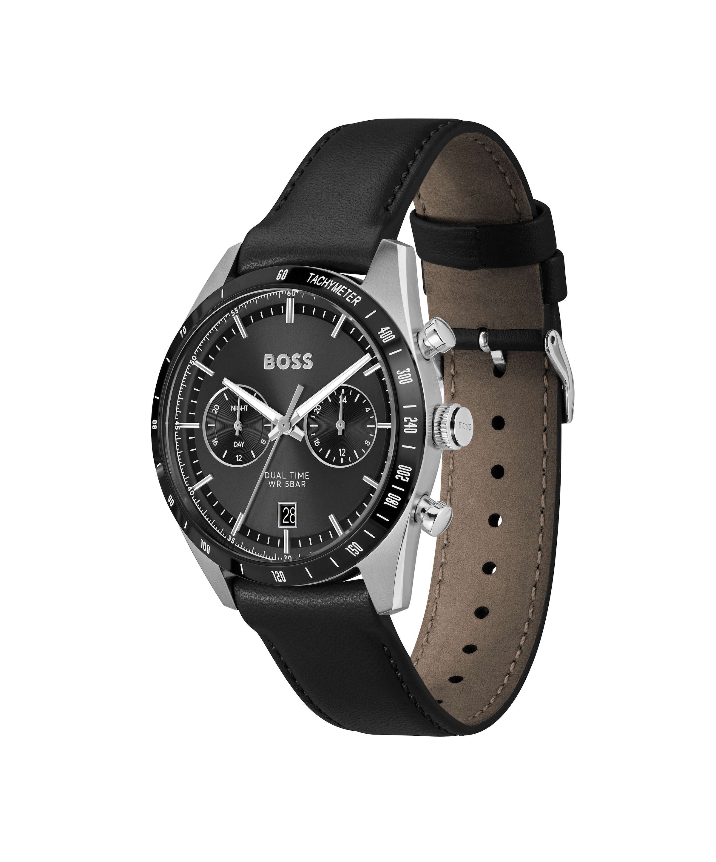 BOSS Multifunktionsuhr »TOURMASTER« Quarzuhr, Armbanduhr, Herrenuhr, Lederarmband, analog, Tag