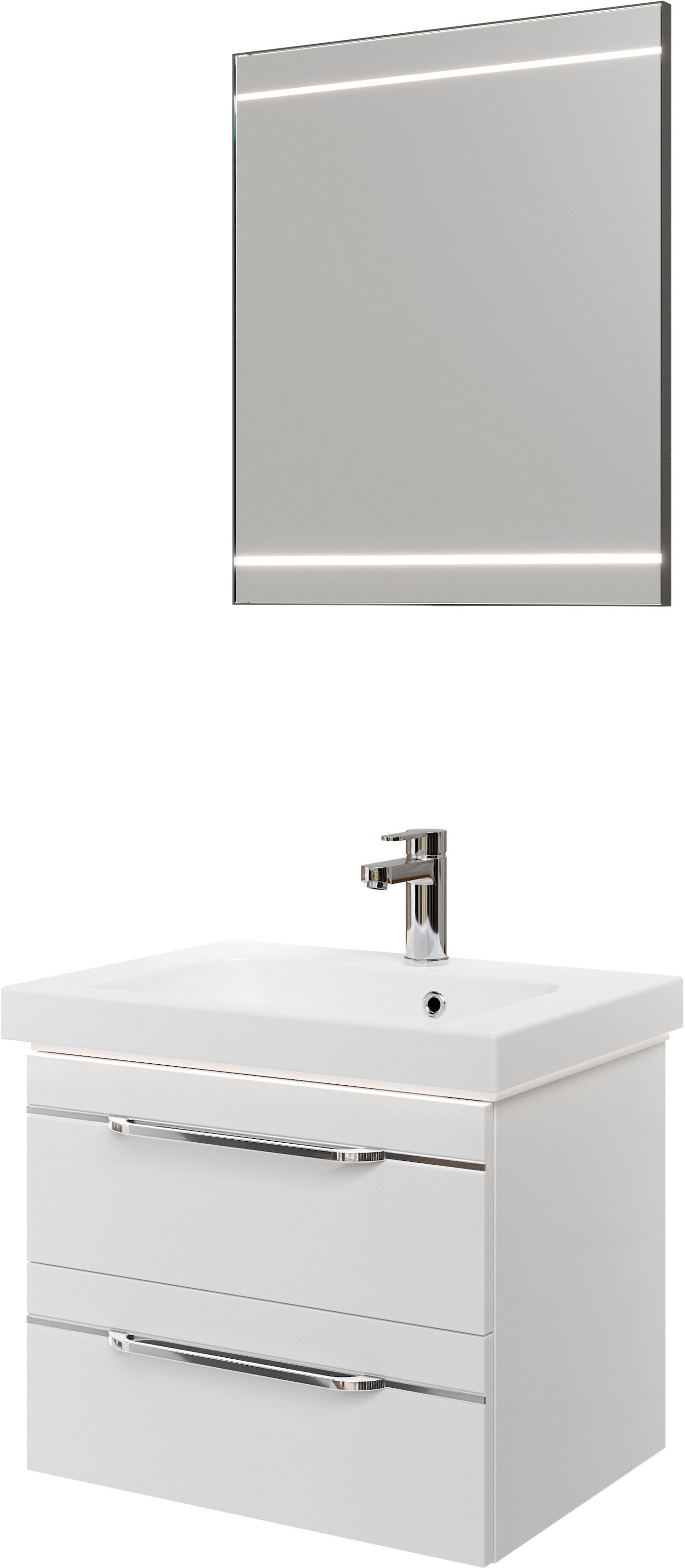 Saphir "Balto 2-teilig Mineralmarmor-Waschtisch mit LED-Spiegel, Waschplatz" 2 Stk. tlg.