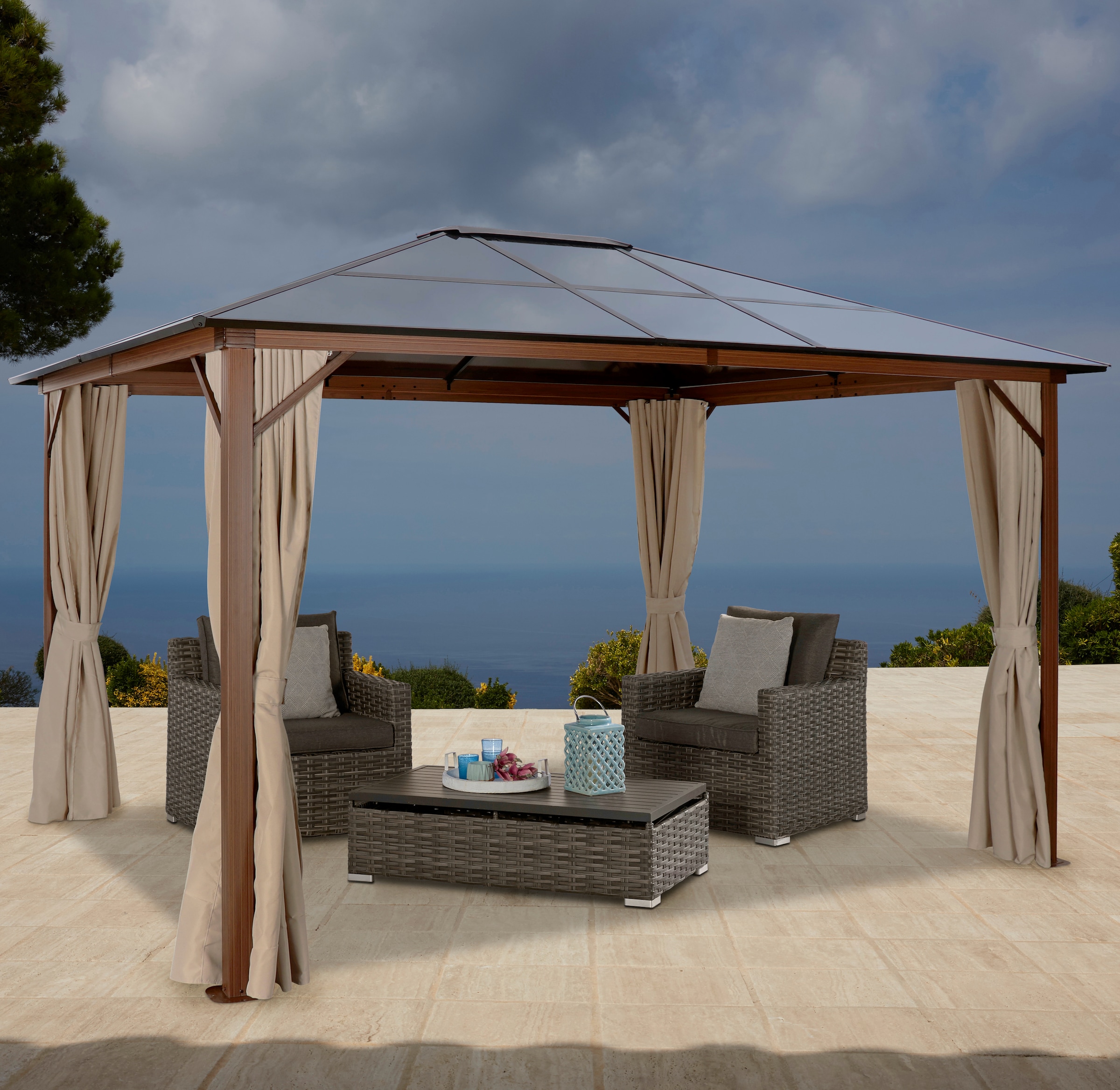 KONIFERA Pavillon ""Holzoptik", Gestell aus Aluminium, Dach aus Polycarbona günstig online kaufen