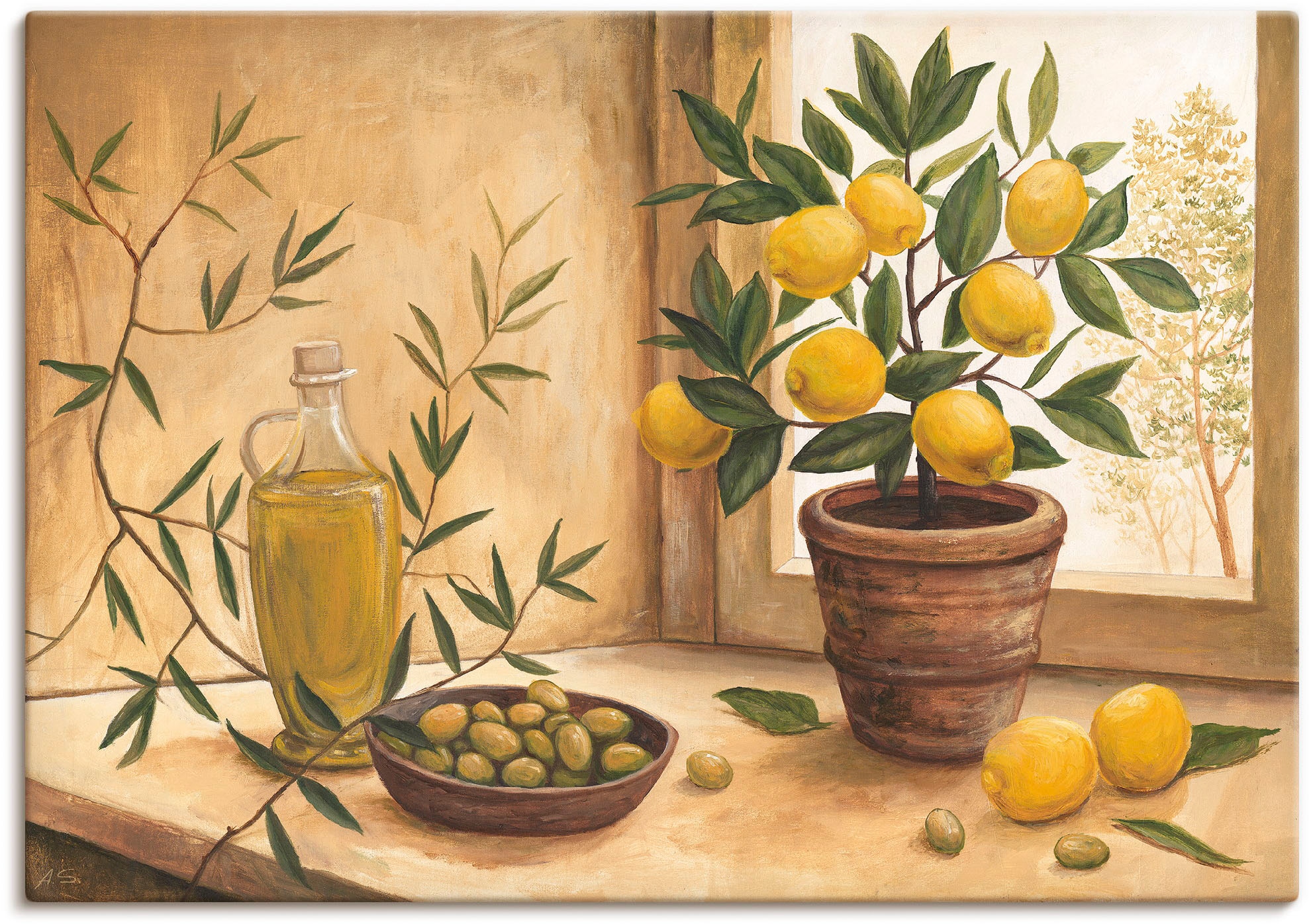 Artland Wandbild »Oliven und Zitronen«, Arrangements, (1 St.), als Alubild, Outdoorbild, Leinwandbild, Poster, Wandaufkleber
