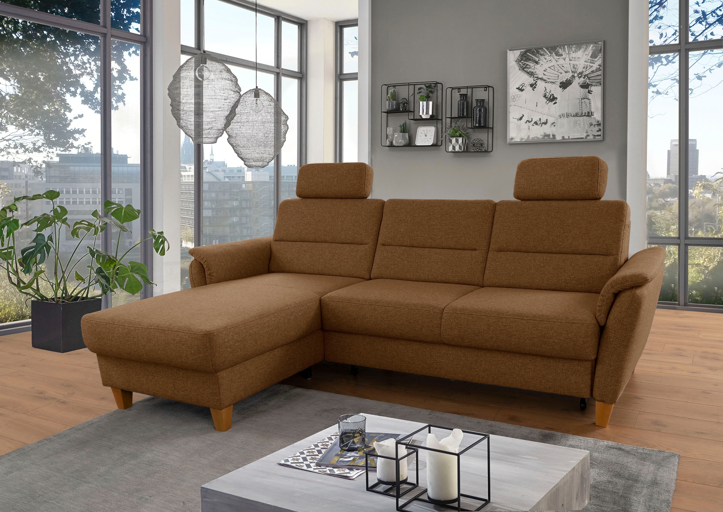 Home affaire Ecksofa "Palmera L-Form, B: 244 cm" optional Bettfunktion & Be günstig online kaufen