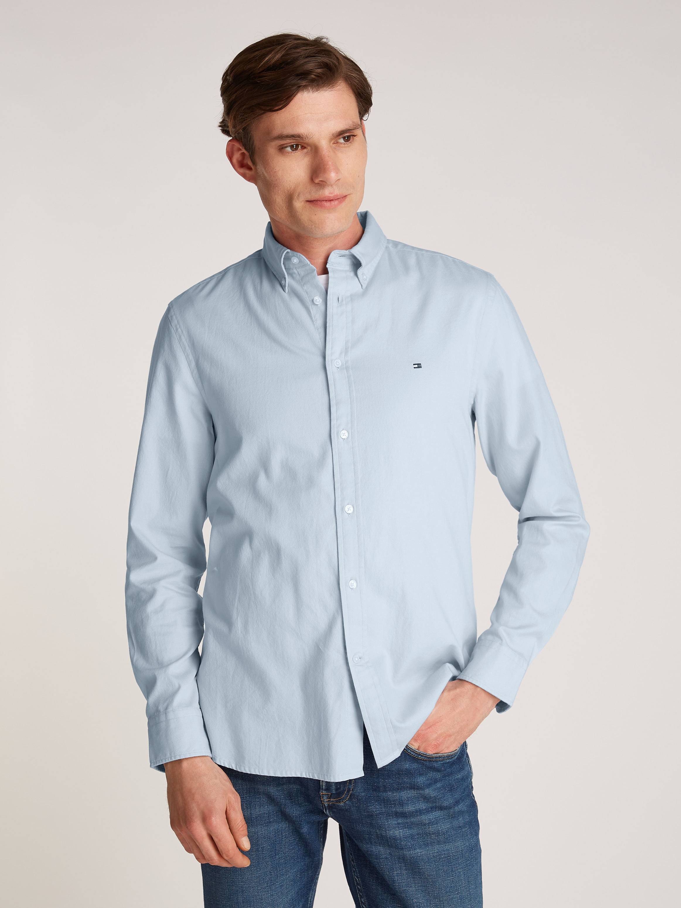 Tommy Hilfiger Businesshemd "FLEX DOBBY Slim Fit SHIRT", mit Logostickerei günstig online kaufen