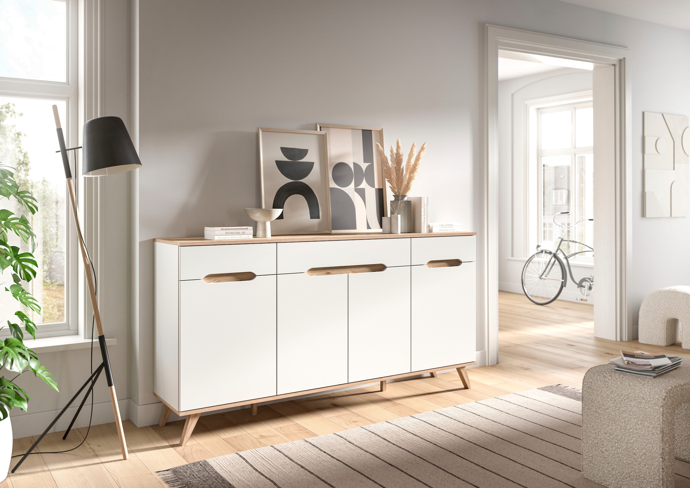 Home affaire Sideboard "Alesund", 6 Fächer, konischer Fuß, Kommode, Anricht günstig online kaufen