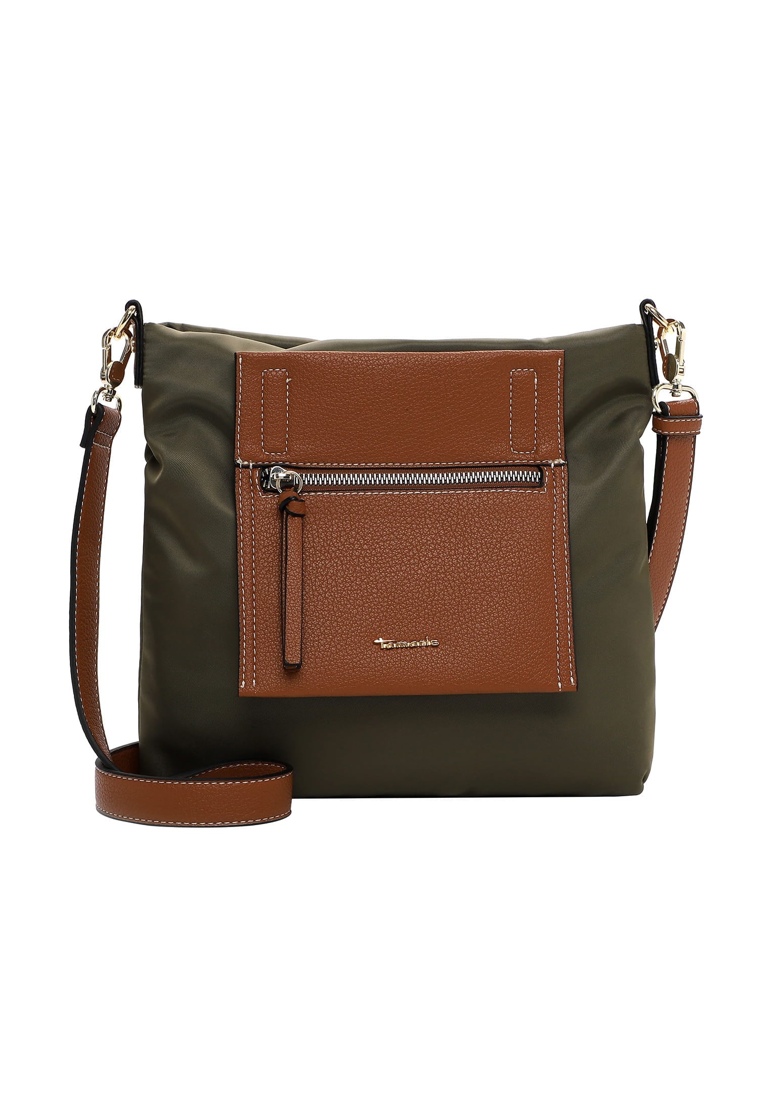 Umhängetasche TAMARIS "Umhängetasche TAS Fabrizia", Damen, Gr. B/H/T: 28cm x 27cm x 6cm 0, grün (oliv 960), Polyester, Taschen Umhängetasche