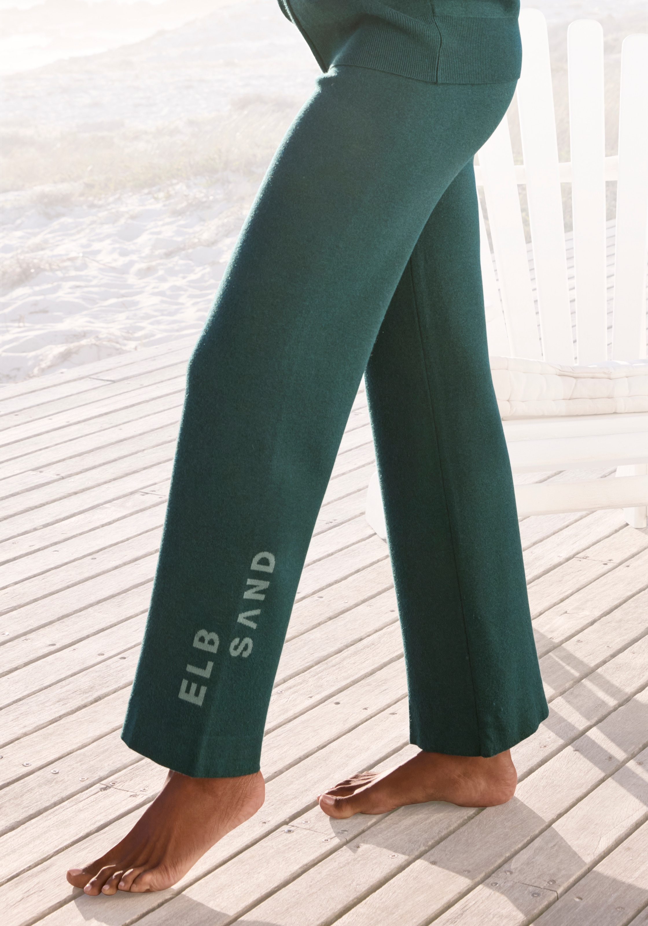 Elbsand Strickhose mit weitem Bein und eingestricktem Logo, Loungewear günstig online kaufen