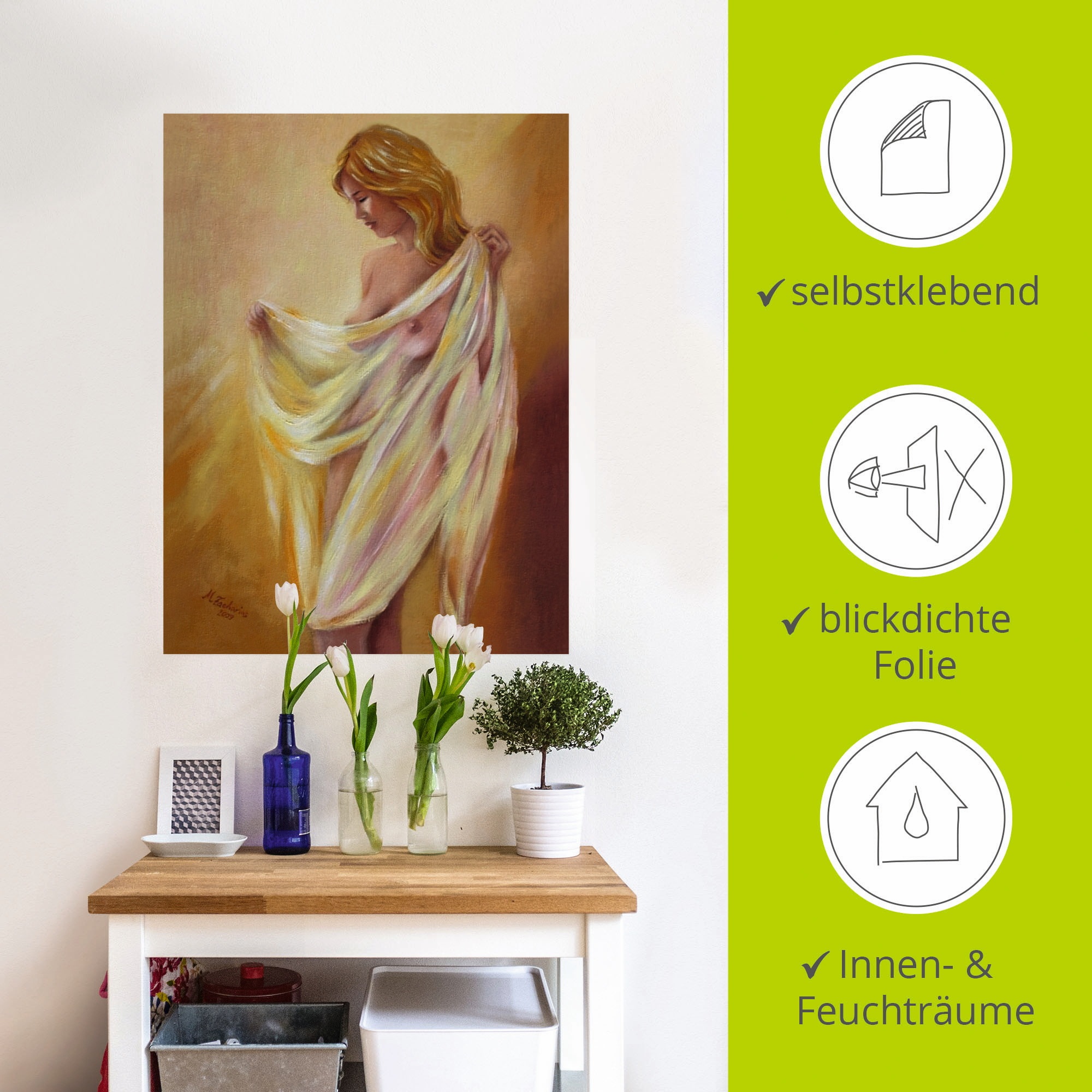 Artland Wandbild »Akt mit Tuch«, Frau, (1 St.), als Leinwandbild, Poster, Wandaufkleber in verschied. Größen