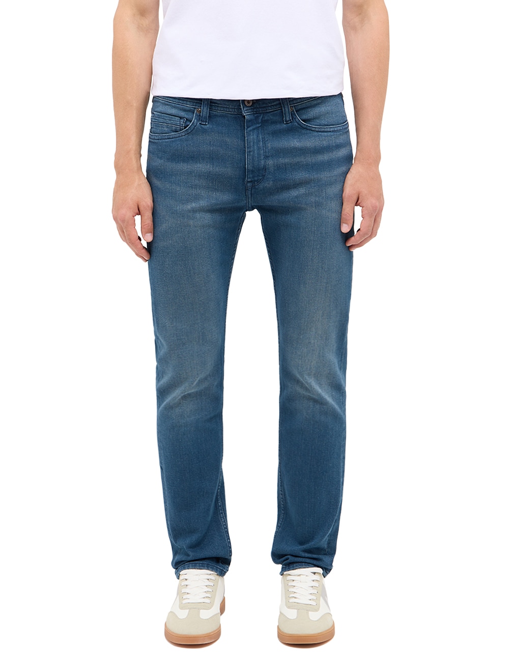 Slim-fit-Jeans MUSTANG "Herren Style Vegas Slim", Herren, Gr. 35, Länge 32, blau (783 mittelblau), Denim/Jeans, 94% Baumwolle, 4% Elastomultiester, 2% Elasthan, unifarben, slim fit, Jeans Slim-fit-Jeans