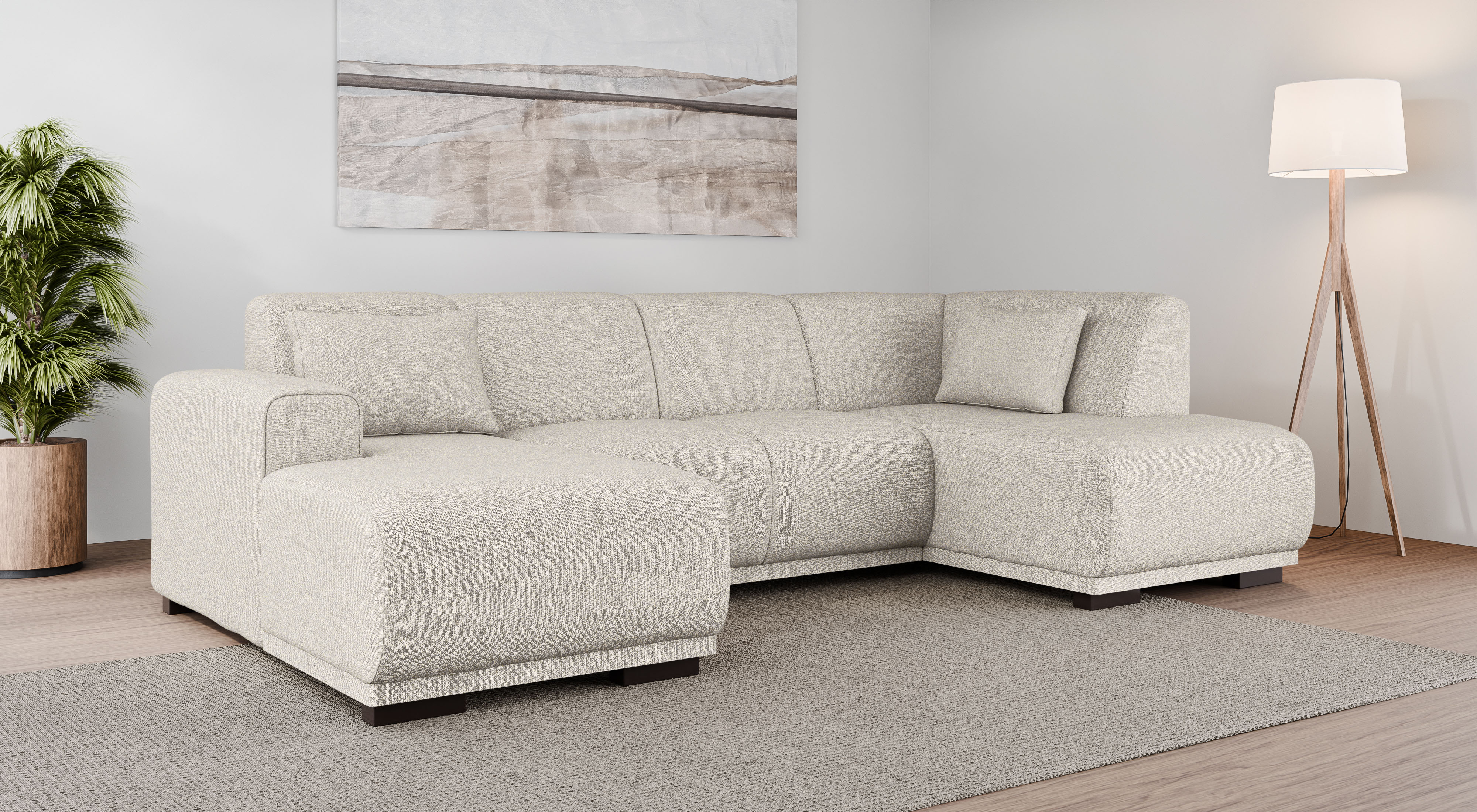 OTTO home Wohnlandschaft "BORNHOLM U-Form mit Recamiere rechts/links, B/T/H: 300/162/85 cm" U-Form mit Wellenunterfederung, Recamiere rechts oder links bestellbar