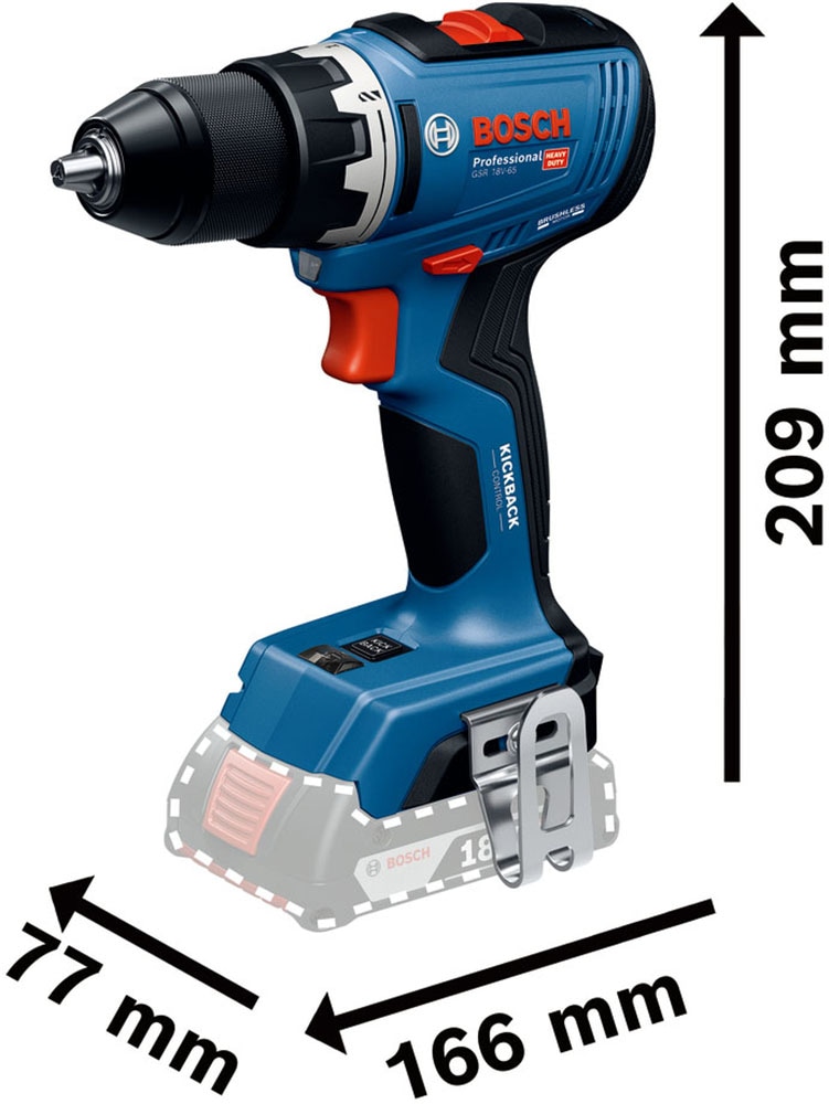 Bosch Professional Akku-Bohrschrauber »»GSR 18V-65««, ohne Akku, ohne Ladegerät