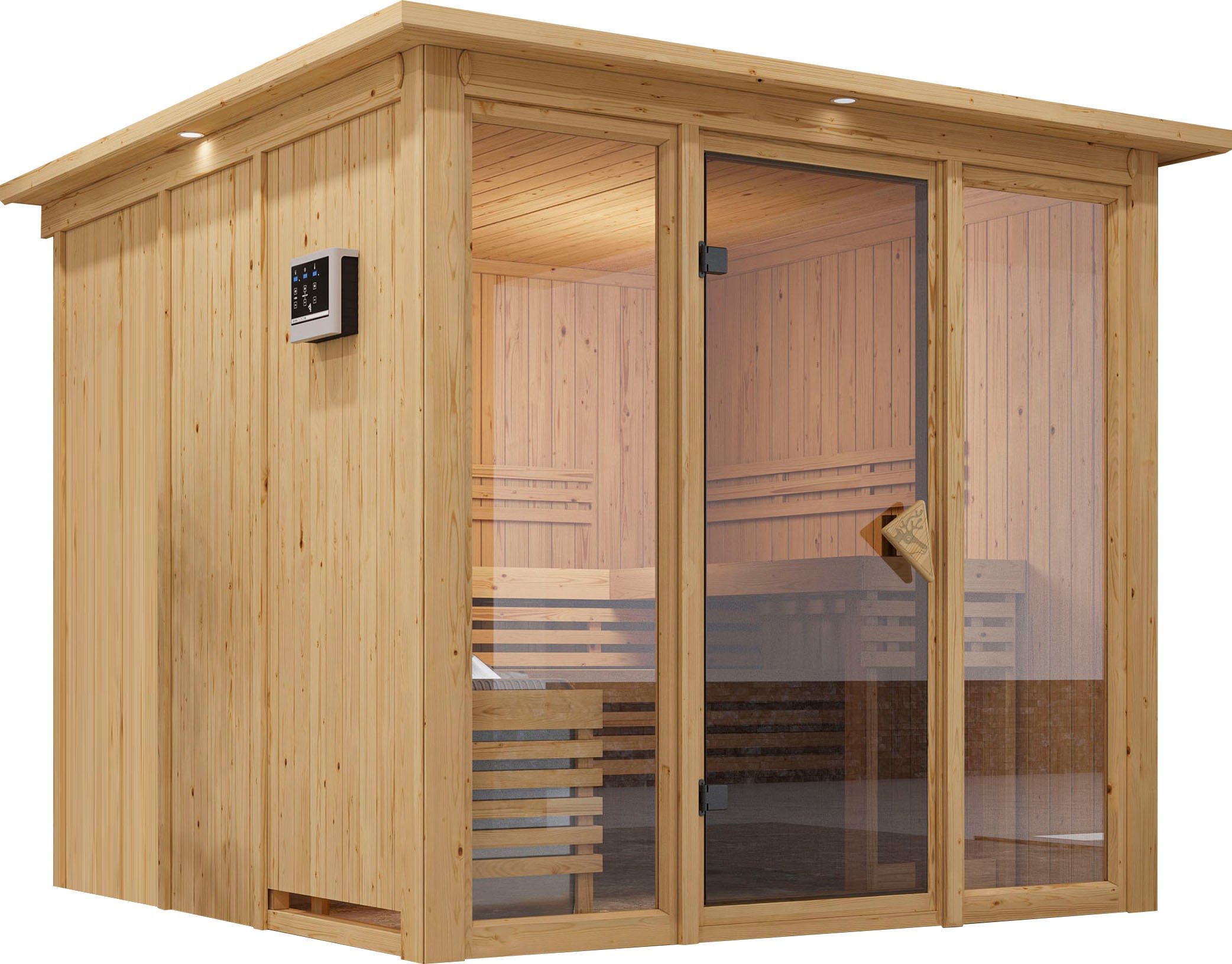 welltime Sauna »Artja«, naturbelassen, mit Ofen 9 kW ext. Steuerung