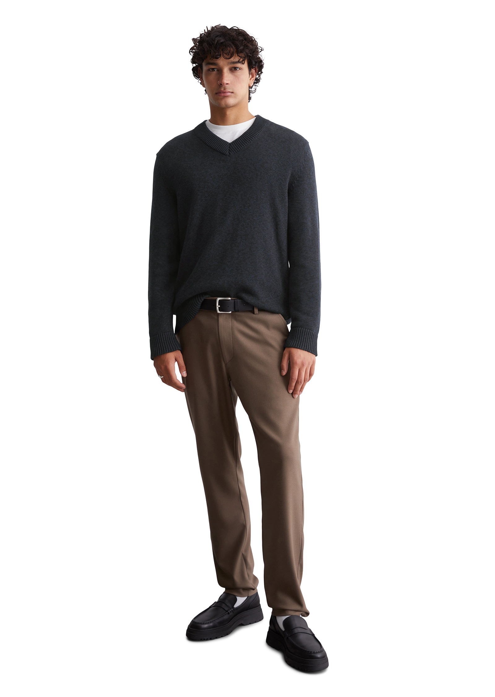 Marc O'Polo DENIM V-Ausschnitt-Pullover »aus zweifarbigem Bio-Baumwoll-Garn«