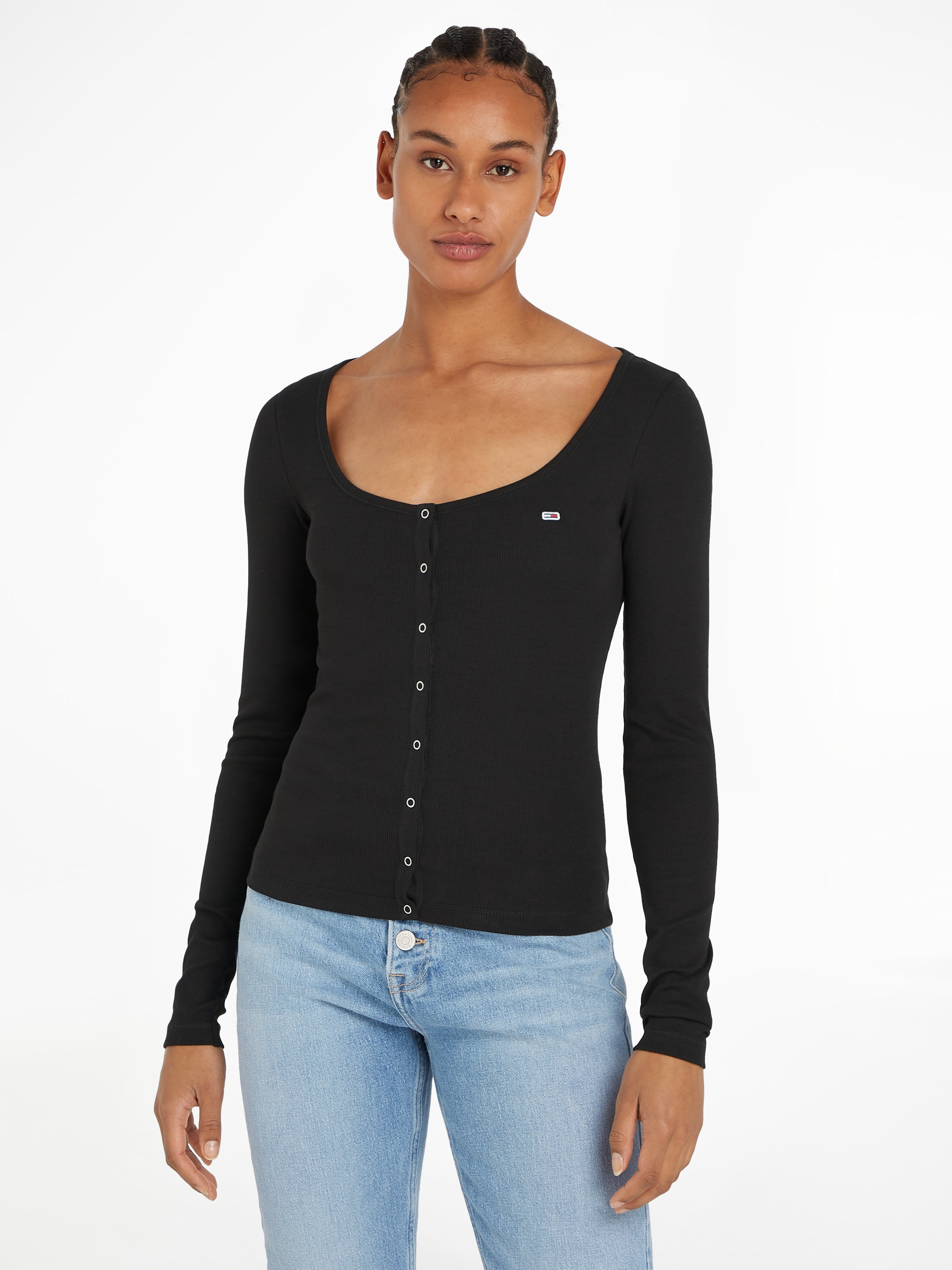 Tommy Jeans Langarmshirt "TJW SLIM BUTTON THRU LS", mit Knöpfen günstig online kaufen