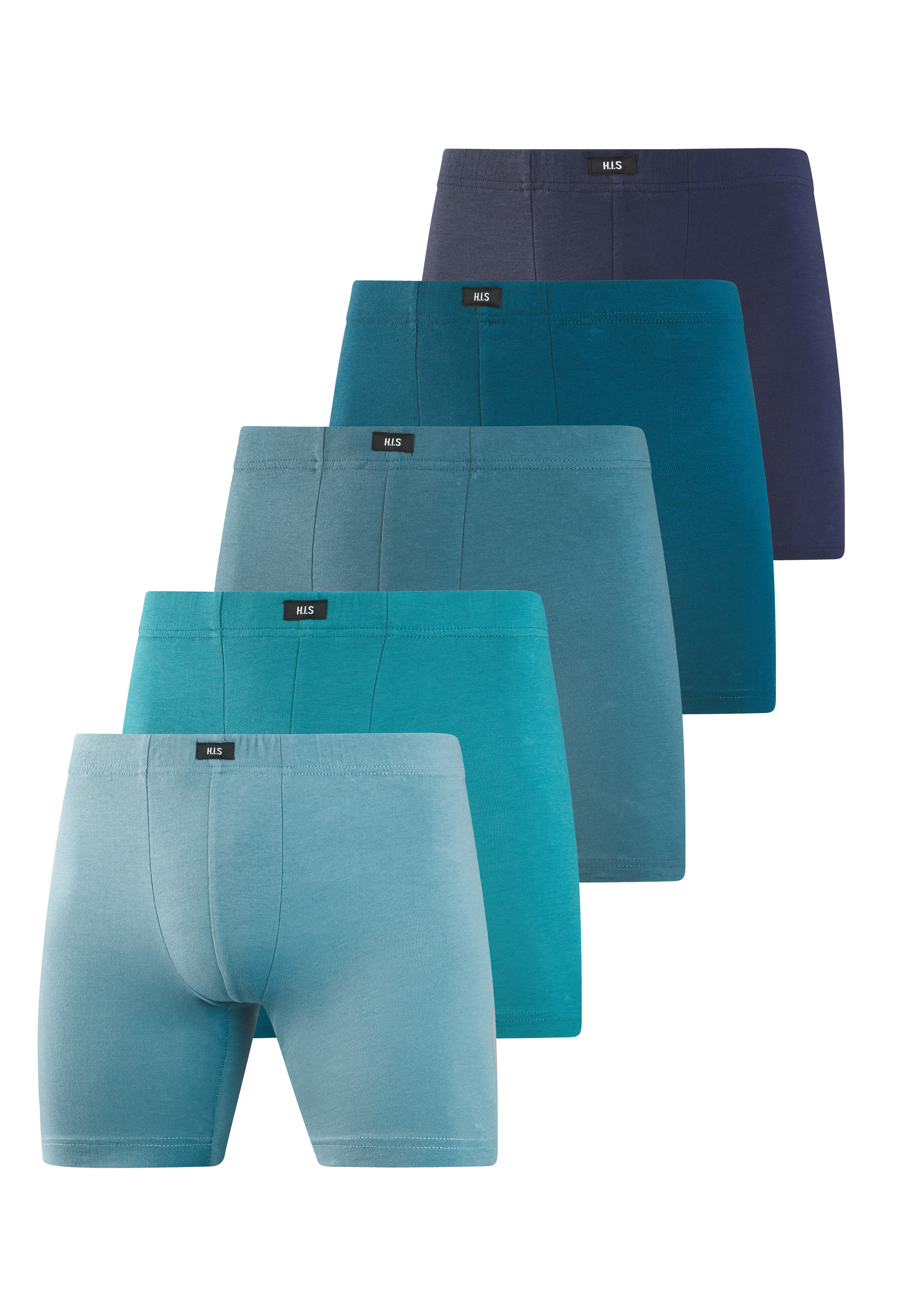 H.I.S Langer Boxer "Langer Boxer Boxershorts für Herren" Packung, 5 Stk. Boxershorts aus Baumwolle mit langem Bein, Logo am Bund