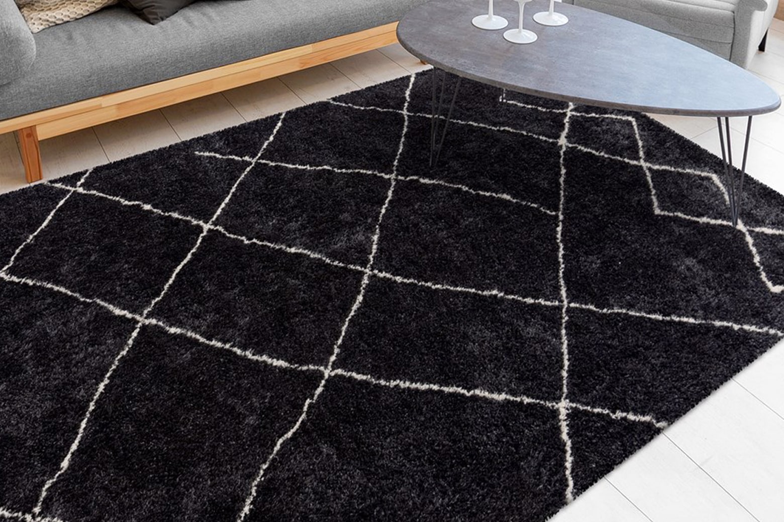 Hochflor-Teppich MY HOME "Amanda" Gr. 6, grau (anthrazit), B:200cm H:27mm L:290cm, Kunstfaser, Teppiche, Wohnzimmer