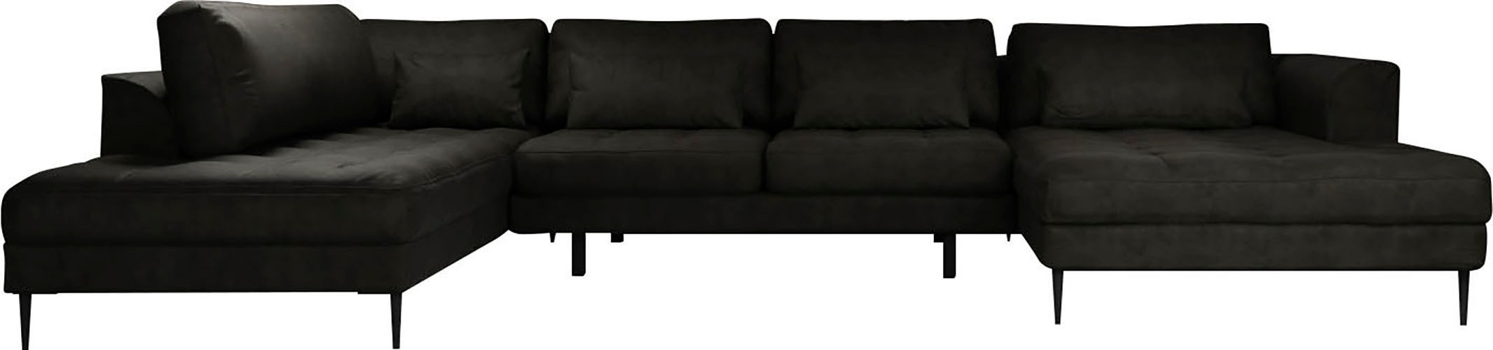 TRENDMANUFAKTUR Wohnlandschaft »Luzi, gemütliches Sofa, extra viel Platz, viele Kissen, OTTOs Choice«, Designsofa mit tollem Sitzkomfort, Metallfüße schwarz, Breite 361 cm