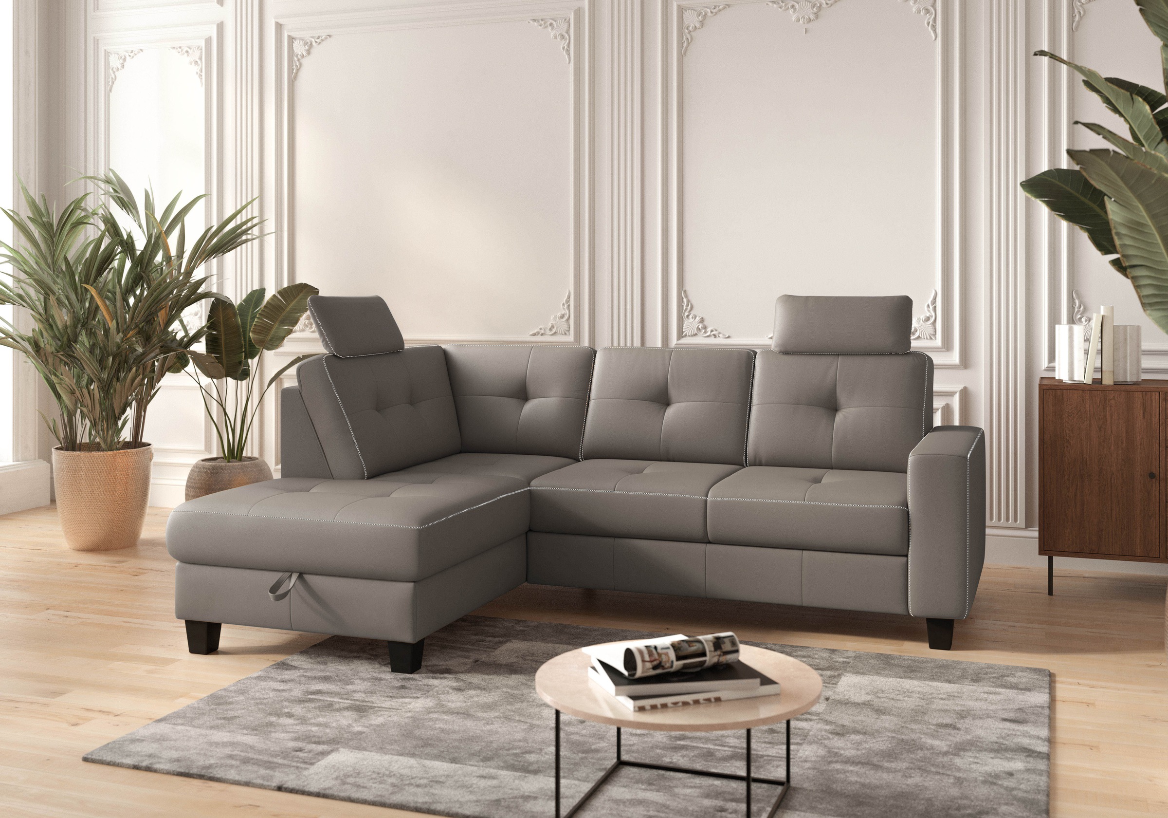 Places of Style Ecksofa »Varese«, wahlweise mit Bettfunktion und Bettkasten