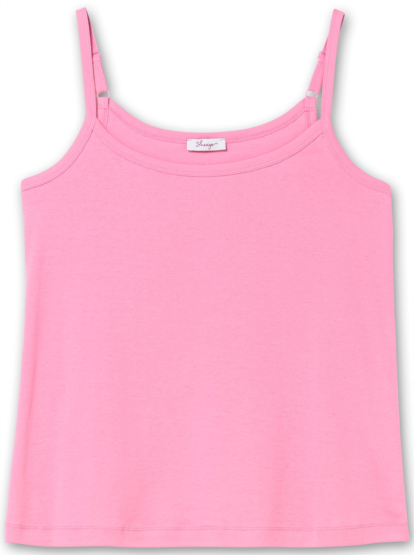 Spaghettitop SHEEGO, Damen, Gr. 52, blumiges pink, 100% Baumwolle, unifarben, Rundhals, Tops 3
