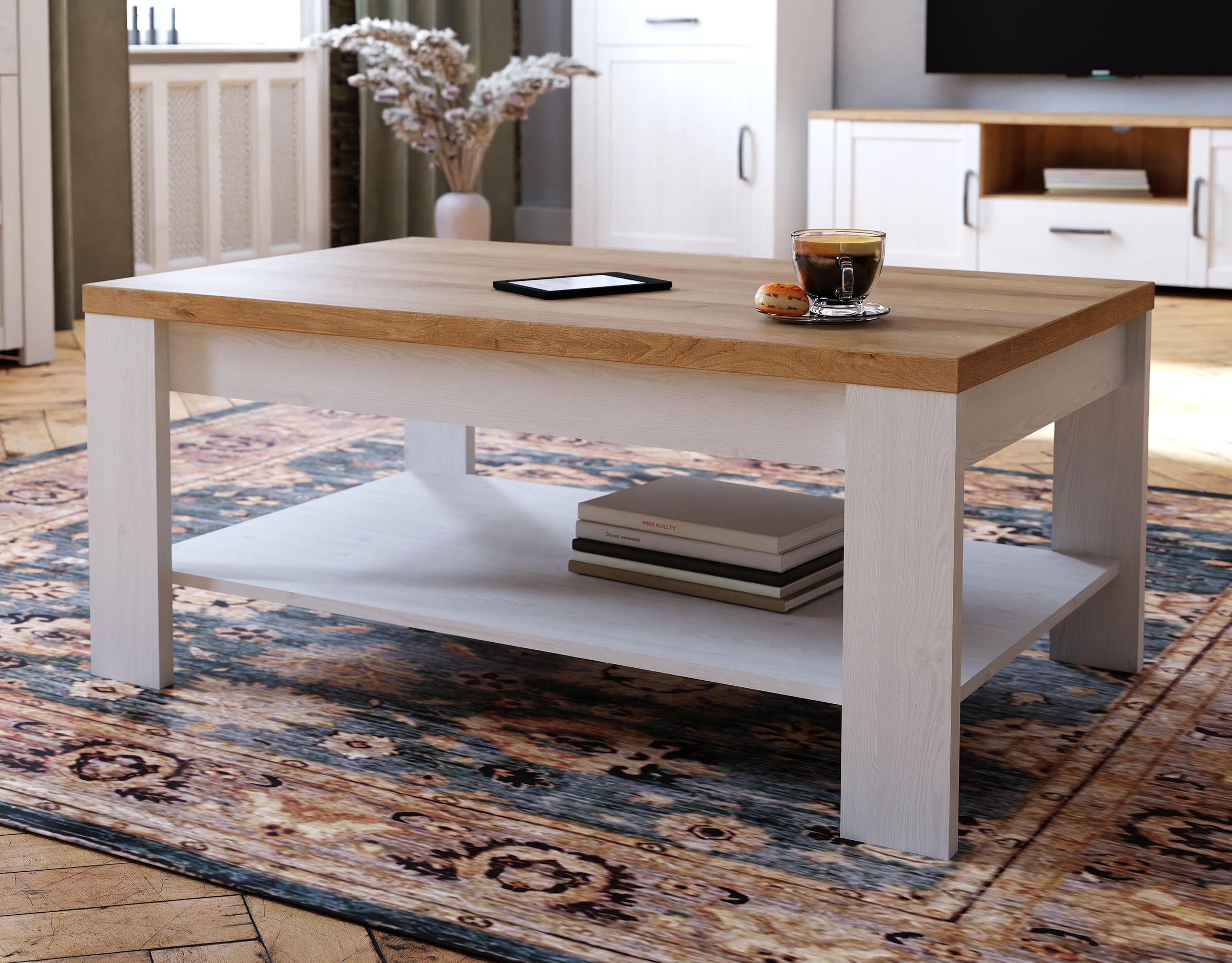 FORTE Couchtisch "Bohol" B/H/T 100/45,7/60 cm zweifarbiges Dekor