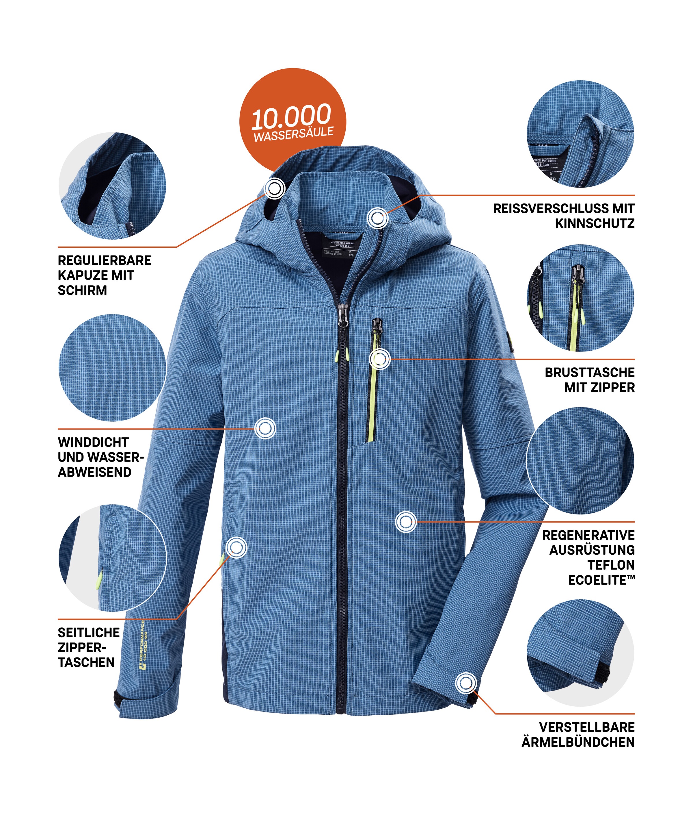 Killtec Softshelljacke »KOS 143 BYS SFTSHLL JCKT« Winddichte, wasserabweisende Softshelljacke mit Karomuster