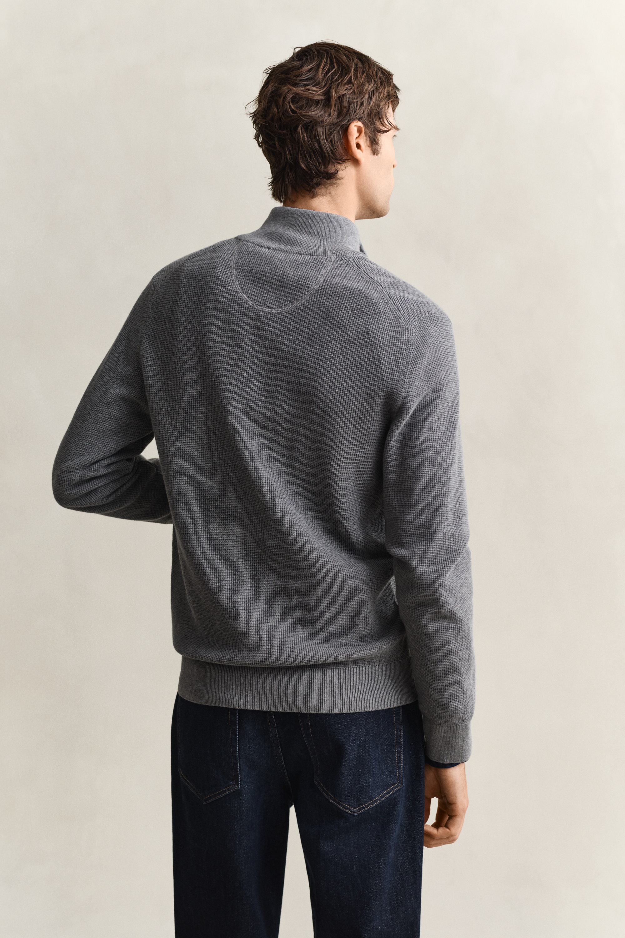 Gant Strickjacke "MICRO TEXTURED COTTON ZIP" Regular fit mit Stehkragen günstig online kaufen