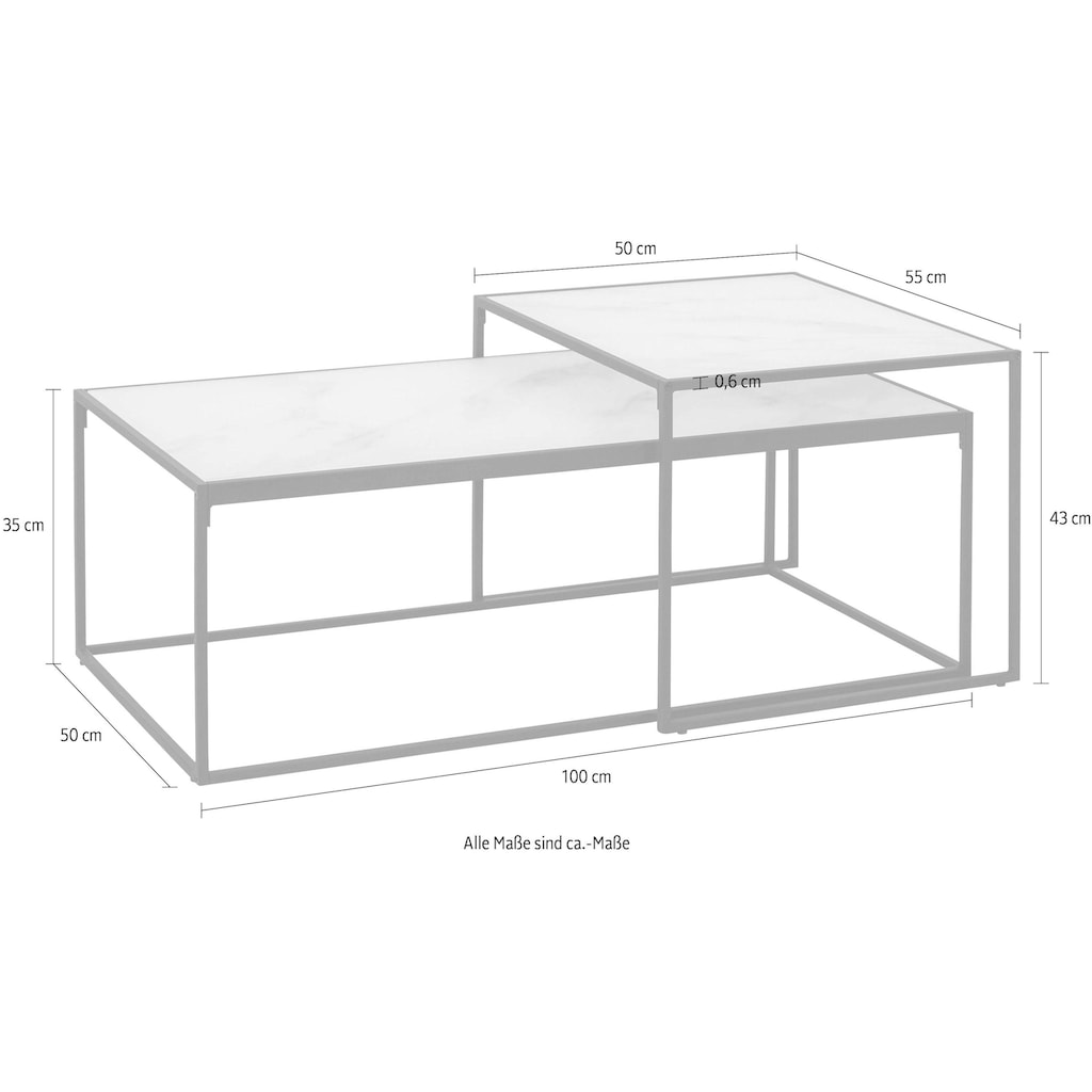 ACTONA GROUP Couchtisch »Bryan«, (2 St.), Glas mit Marmoroptik