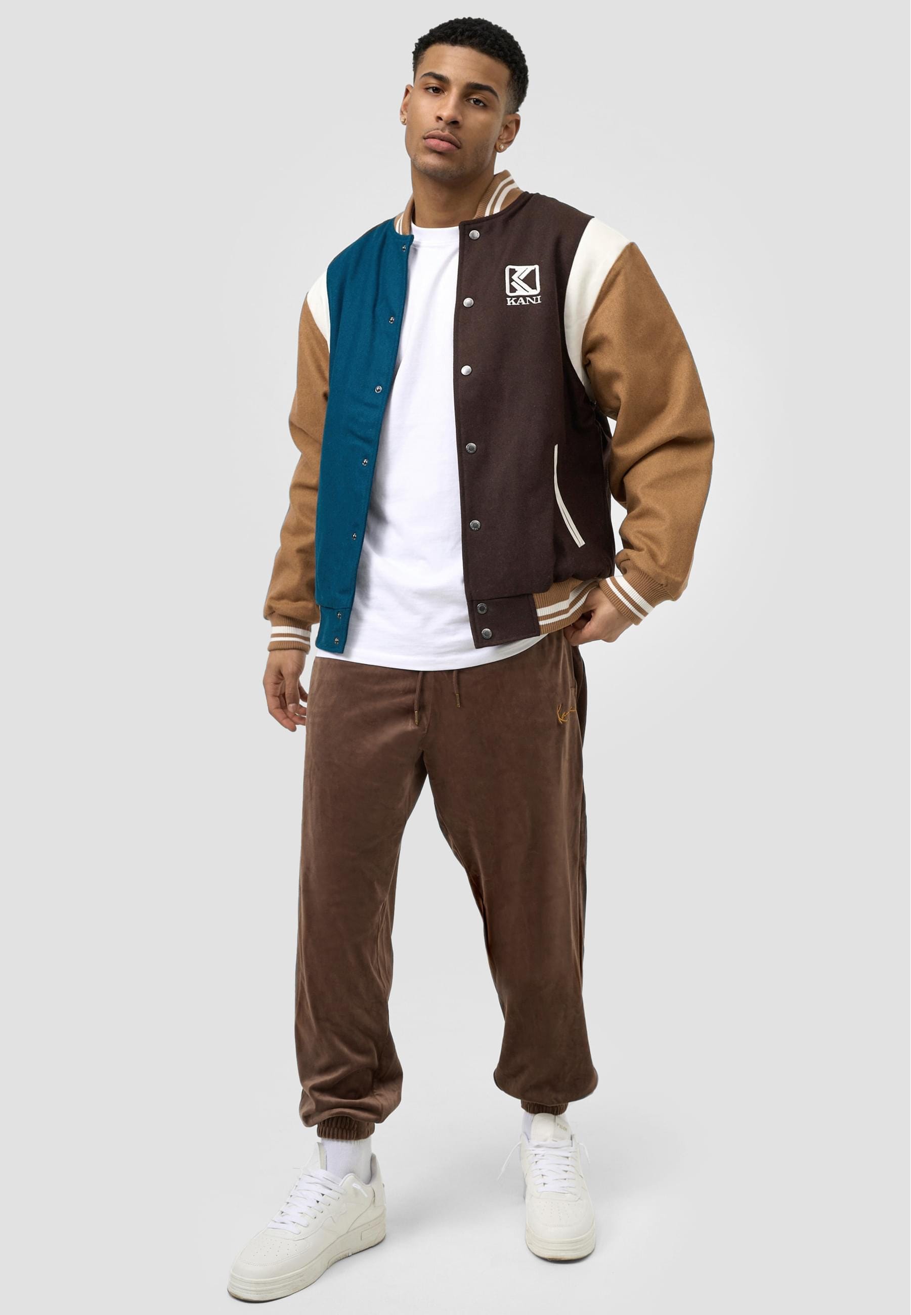 Karl Kani Allwetterjacke »Karl Kani Herren KM213-069-1 OG Block Wool Blend College Jacket«, (1 St.), ohne Kapuze