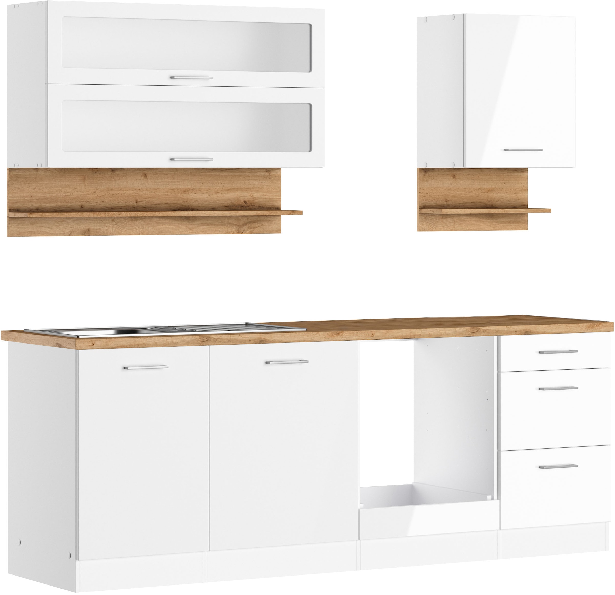 KOCHSTATION Küchenzeile "KS-Milan", 220 cm breit, robuste Metallauszüge, vi günstig online kaufen