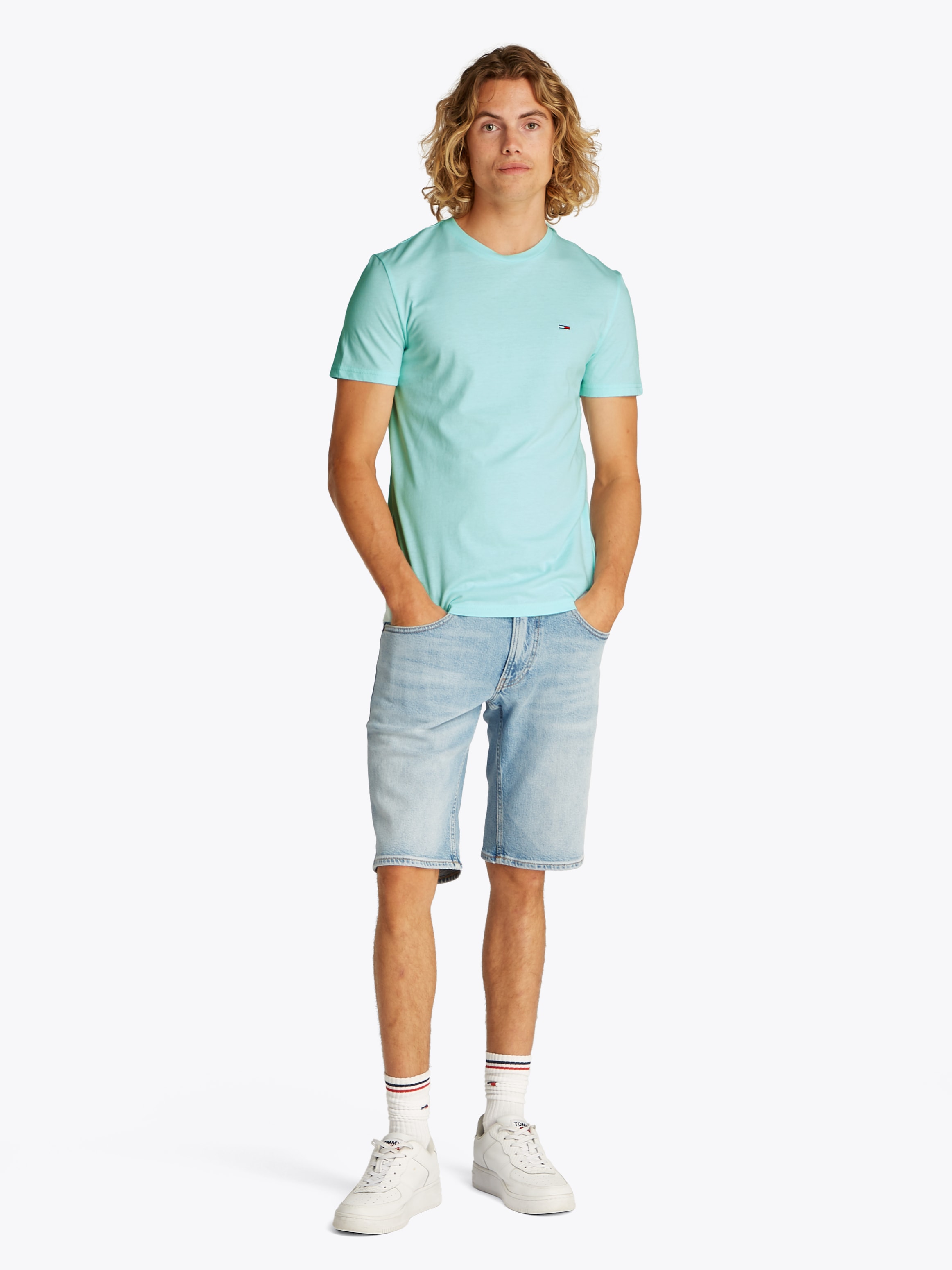 Tommy Jeans T-Shirt »TJM XSLIM JASPE HTR TEE EXT«, Mit Rundhalsausschnitt