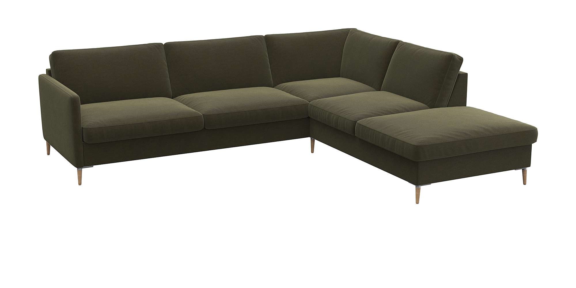 FLEXLUX Ecksofa »Fiore, super Sitzkomfort durch Kaltschaum im Sitz, L-Form«, schmale Armlehnen, Füße Alu+ Eiche