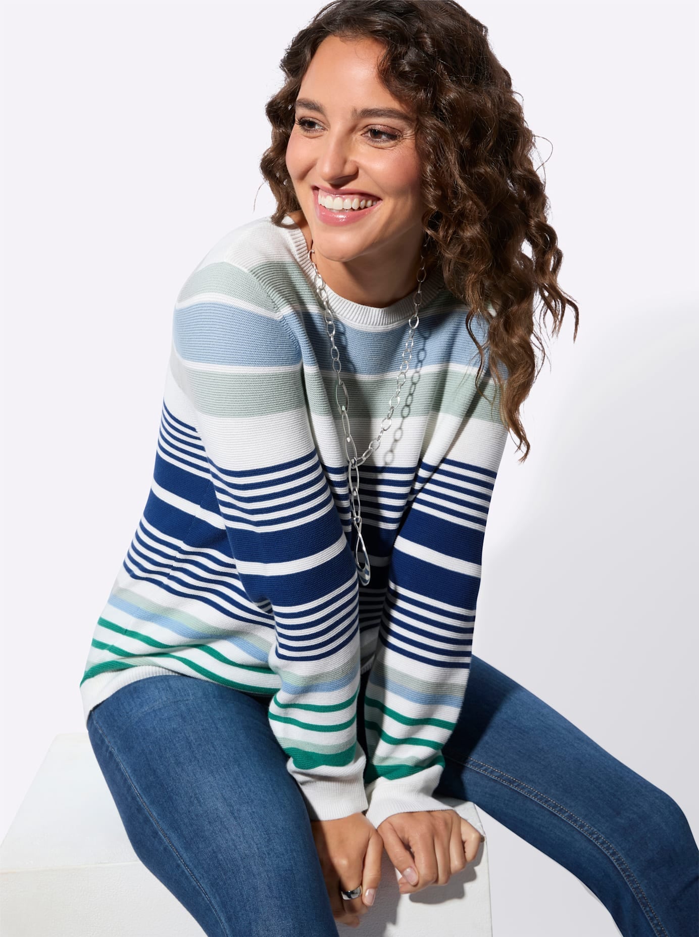 Casual Looks Rundhalspullover »Ringel-Pullover«