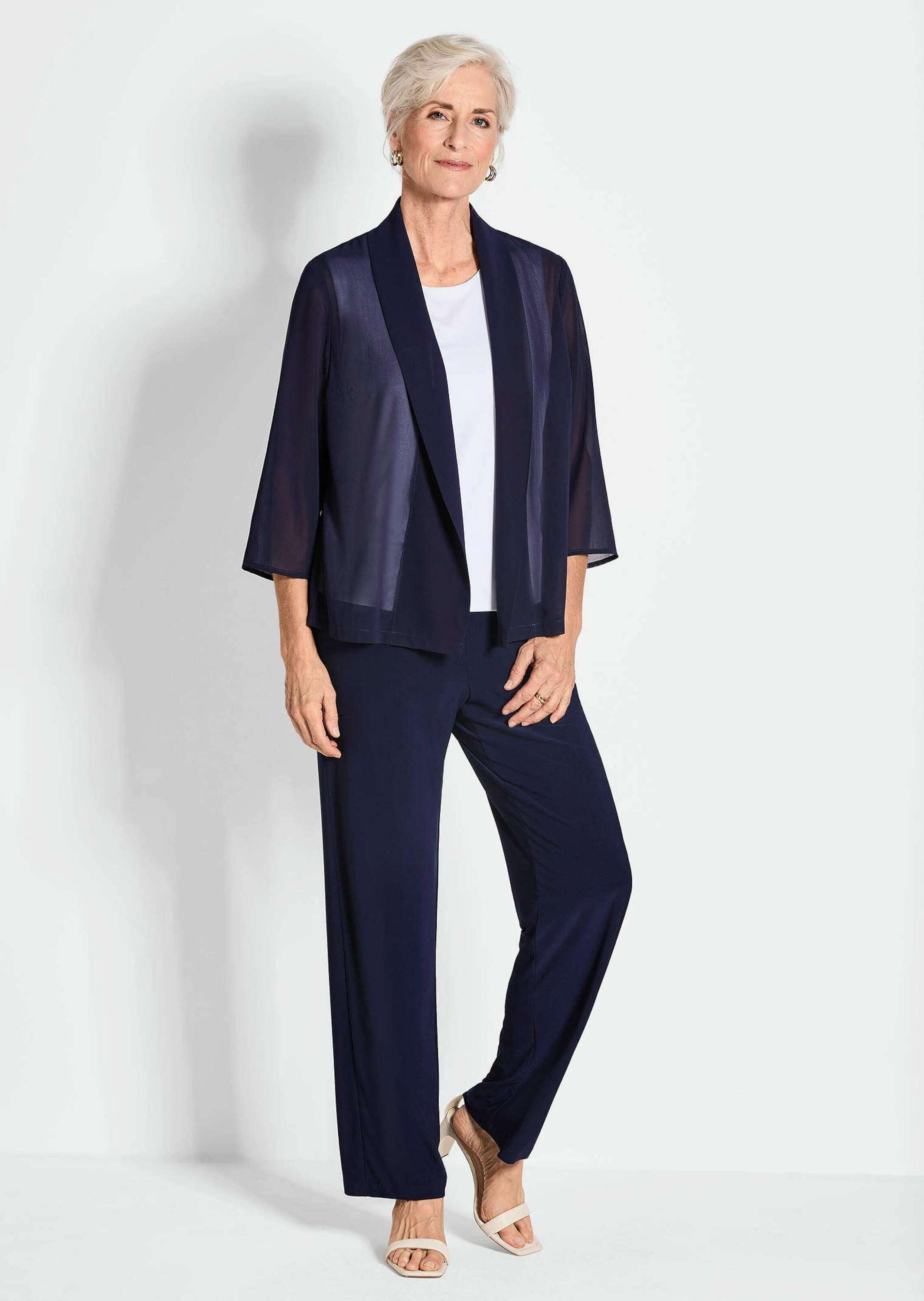 GOLDNER Jackenblazer "Blaue leichte Jacke mit Schalkragen, Halbarm" Perfekt günstig online kaufen