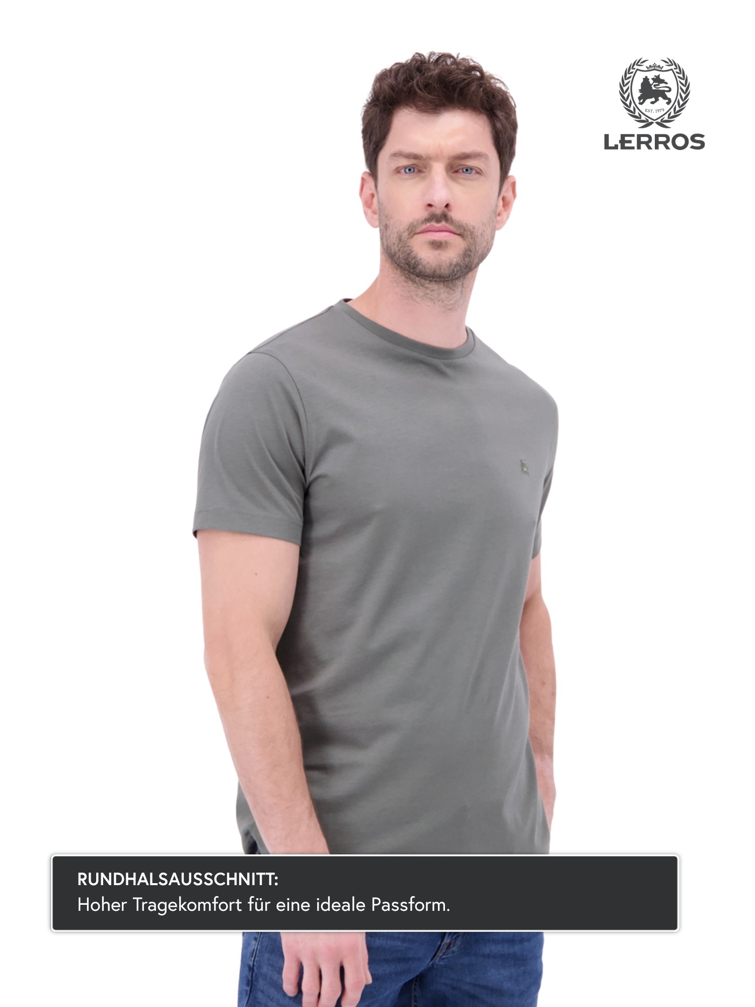 LERROS T-Shirt »T-Shirt mit Rundhalsausschnitt« Herren Shirt aus 100% Baumwolle, einfarbig, Jersey-Qualität