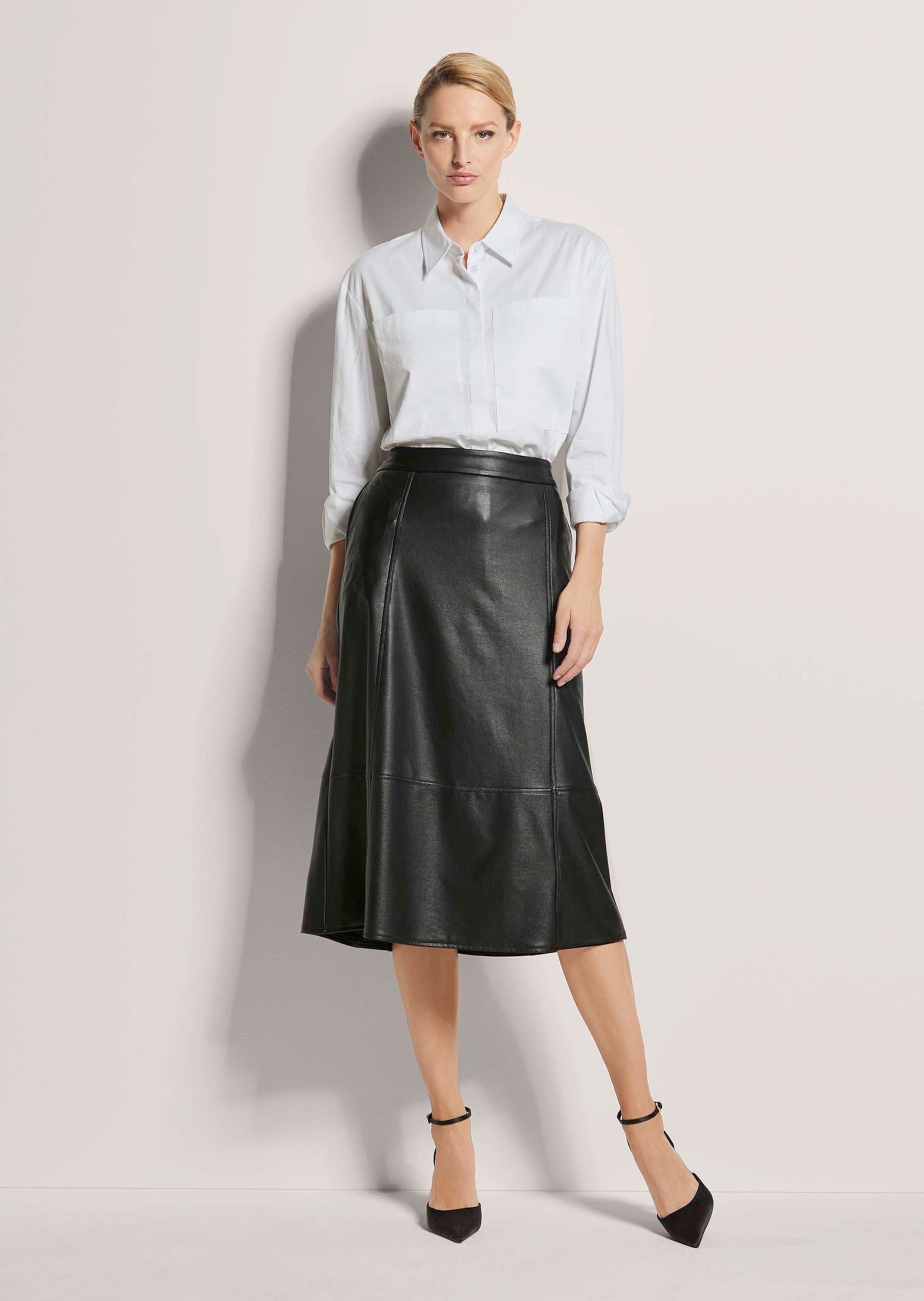 MADELEINE Midirock »Rock Schwungvoller Rock im Leder-Look«