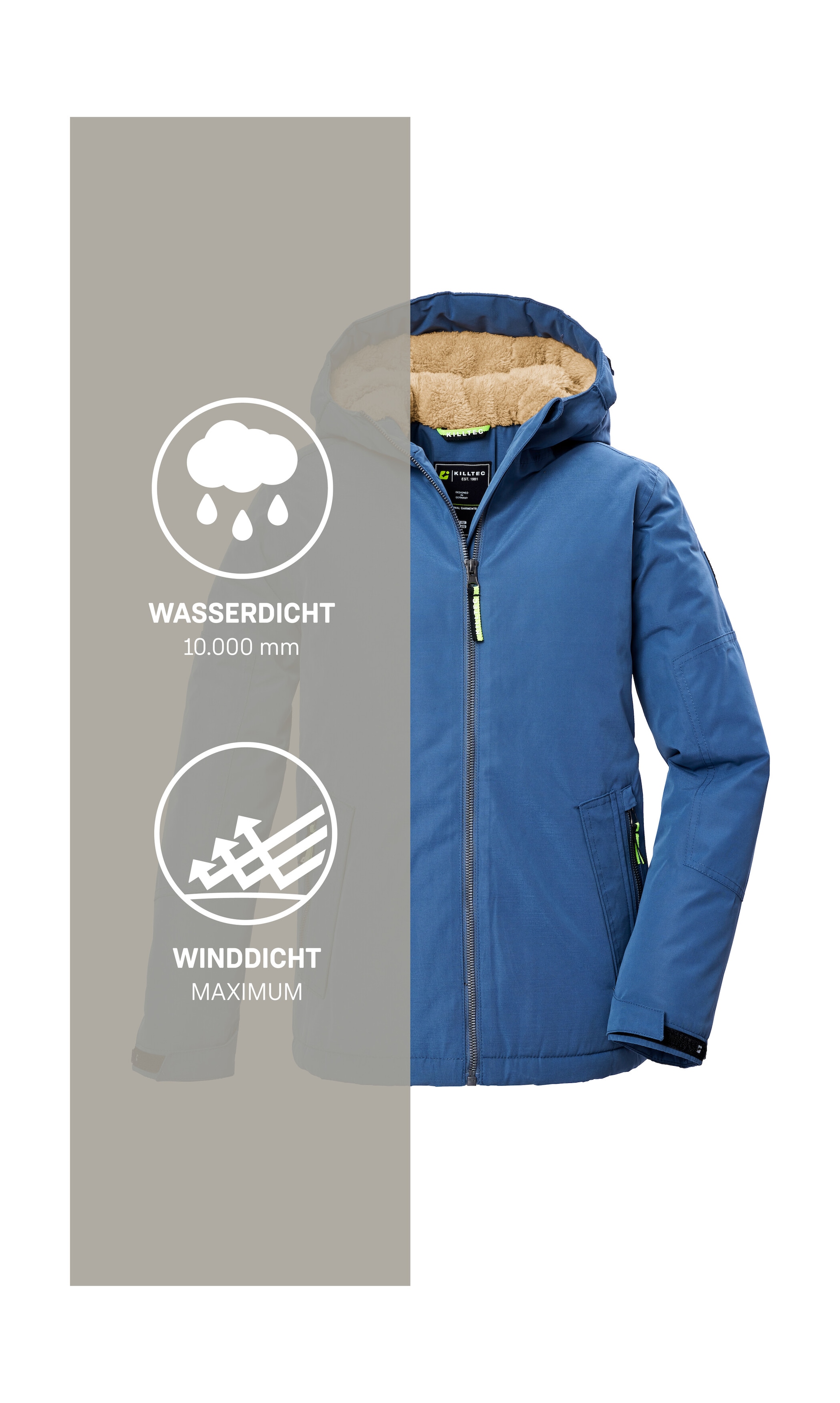 Killtec Funktionsjacke »KOW 377 BYS JCKT« Wasserdichte Funktionsjacke mit Kapuze, warmem Futter und Kinnschutz