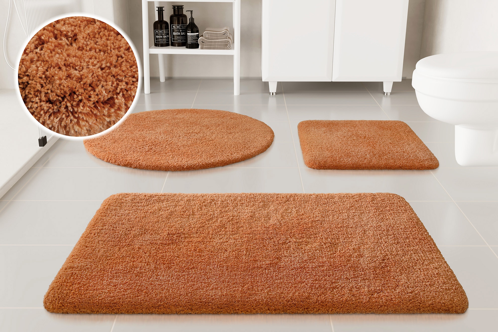 OTTO home Badematte "Kaarin, uni, viele Farben, Badvorleger, Badezimmer Teppich" Höhe 30 mm rutschhemmend beschichtet fußbodenheizungsgeeignet Badteppich, getuftet, flauschig, hochflor, große Farbauswahl