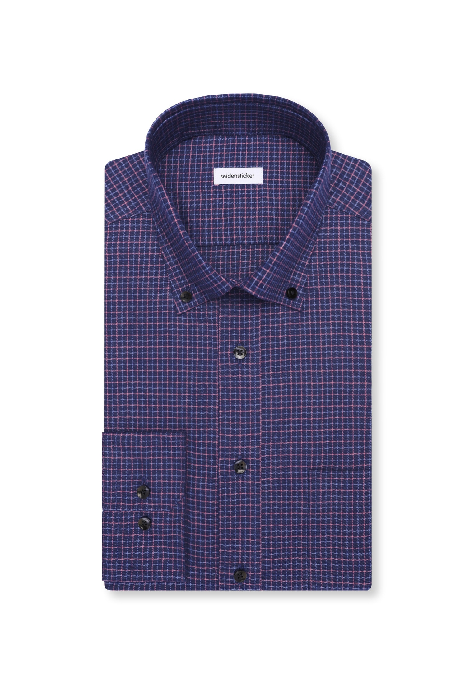 seidensticker Flanellhemd »Schwarze Rose« Regular 1/1 Button-Down-Kragen Karo