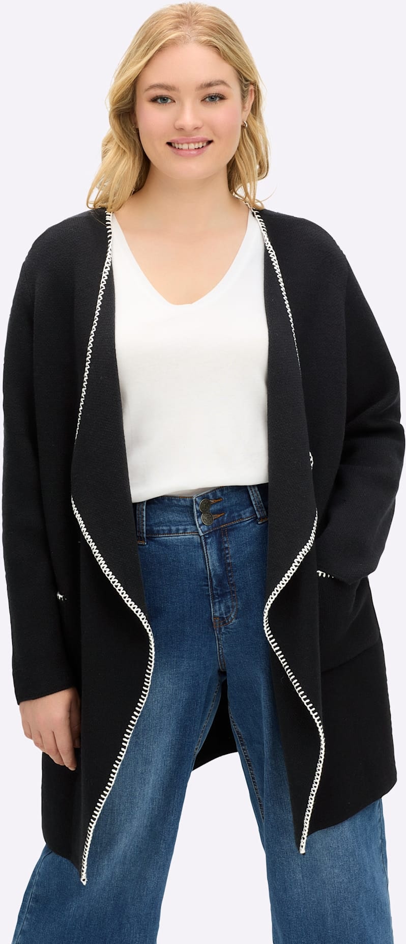 Sheego Jacquardstrickjacke günstig online kaufen