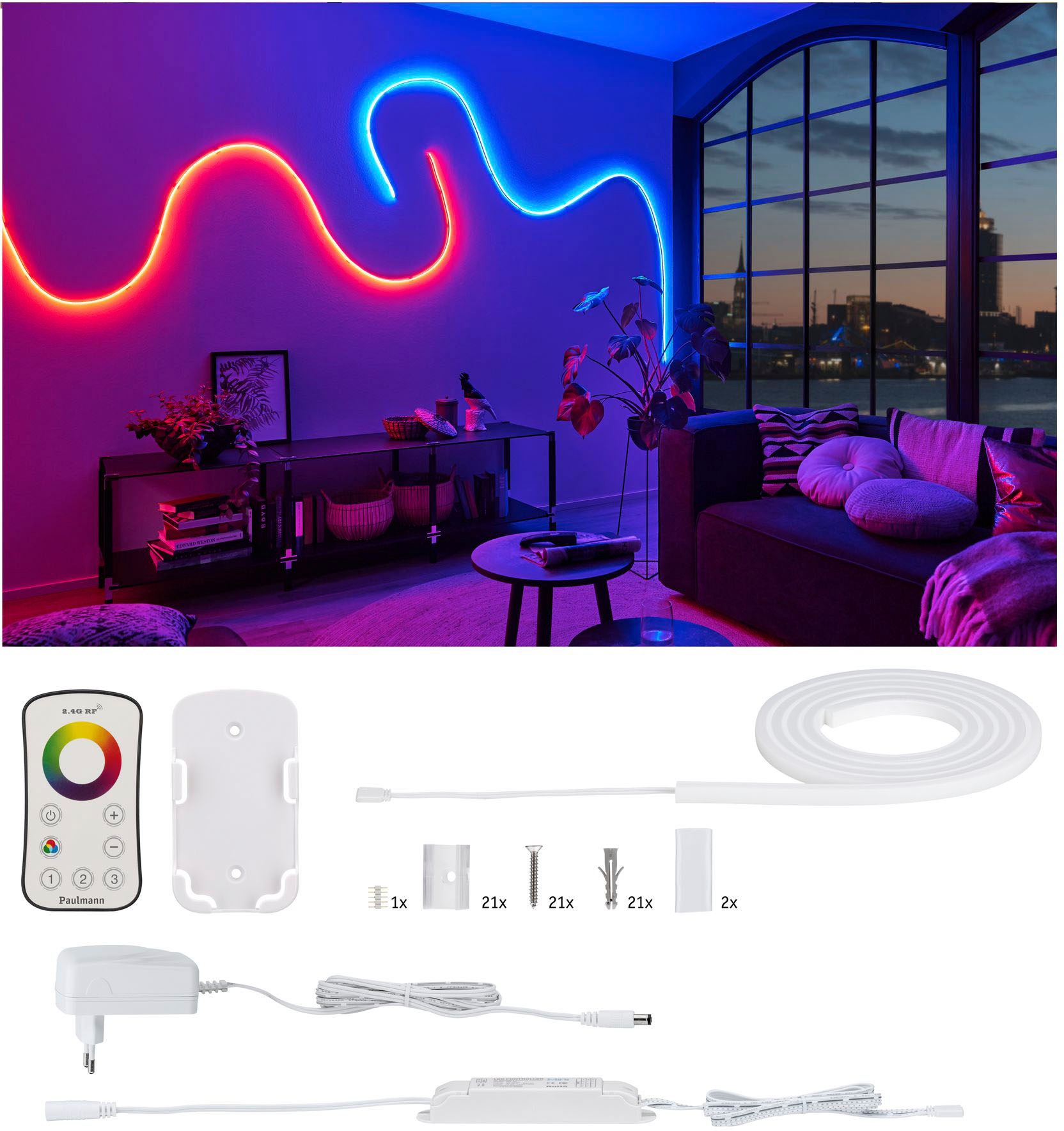 Paulmann LED-Streifen »MaxLED Flow Basisset 1,5m RGB 13,5W«, inkl. Funk-Fernbedienung