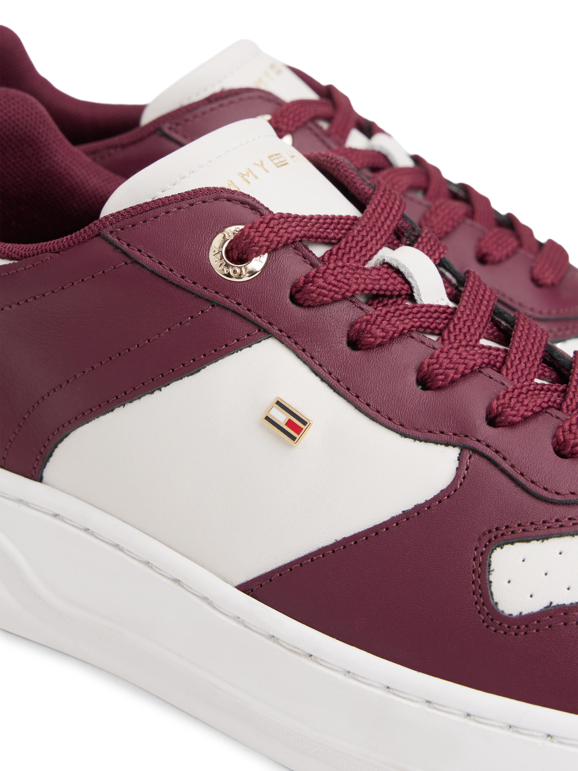 Tommy Hilfiger Plateausneaker »TH SPORTY CUPSOLE LEATHER«, Freizeitschuh, Halbschuh, Schnürschuh mit seitlichem Logo