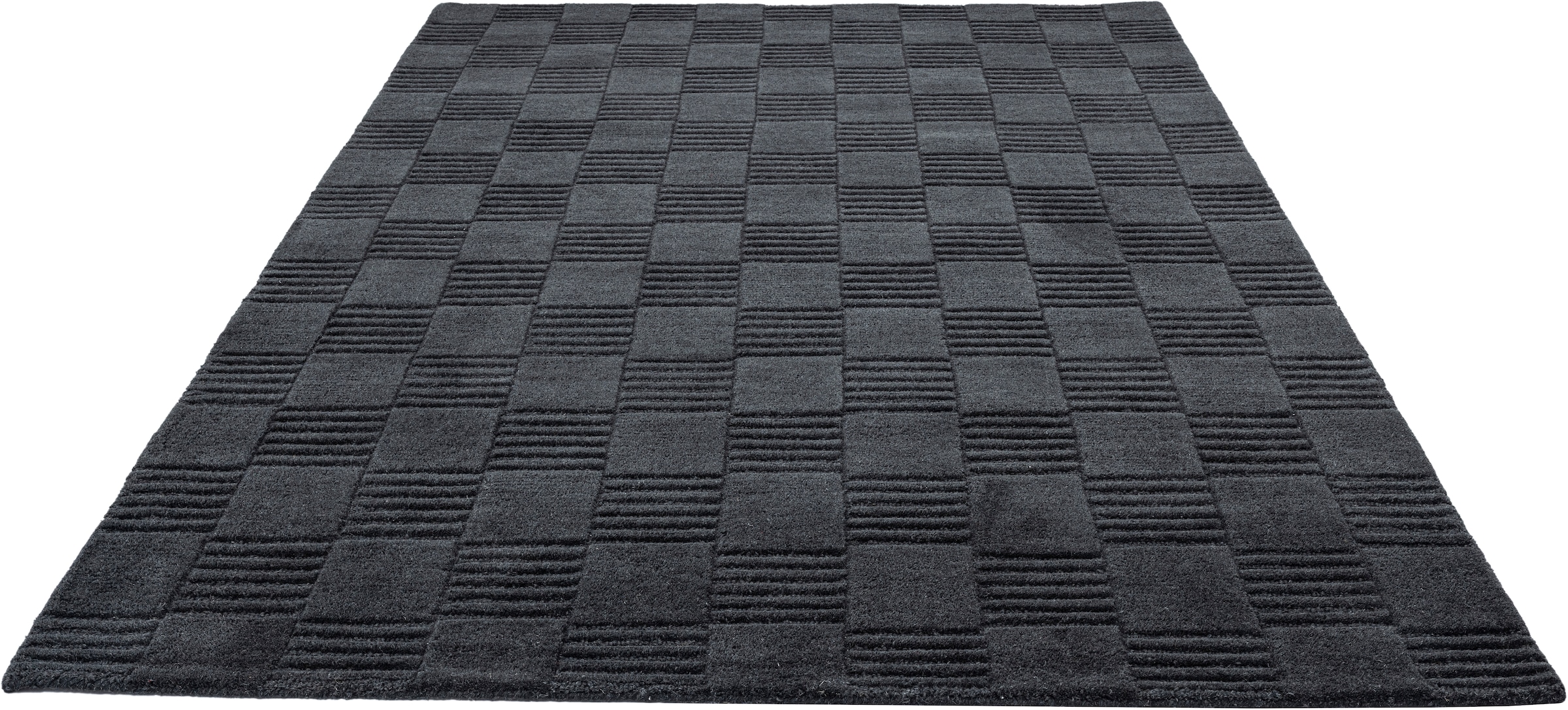 my home Wollteppich "Motala, Handgefertigt, Wolle, Hoch-Tief-Effekt," recht günstig online kaufen