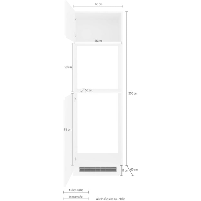 HELD MÖBEL Backofen/Kühlumbauschrank »Virginia«, 200 cm hoch, 60 cm breit,  Nische für Ofen B/H/T: 56/59/55 cm | BAUR