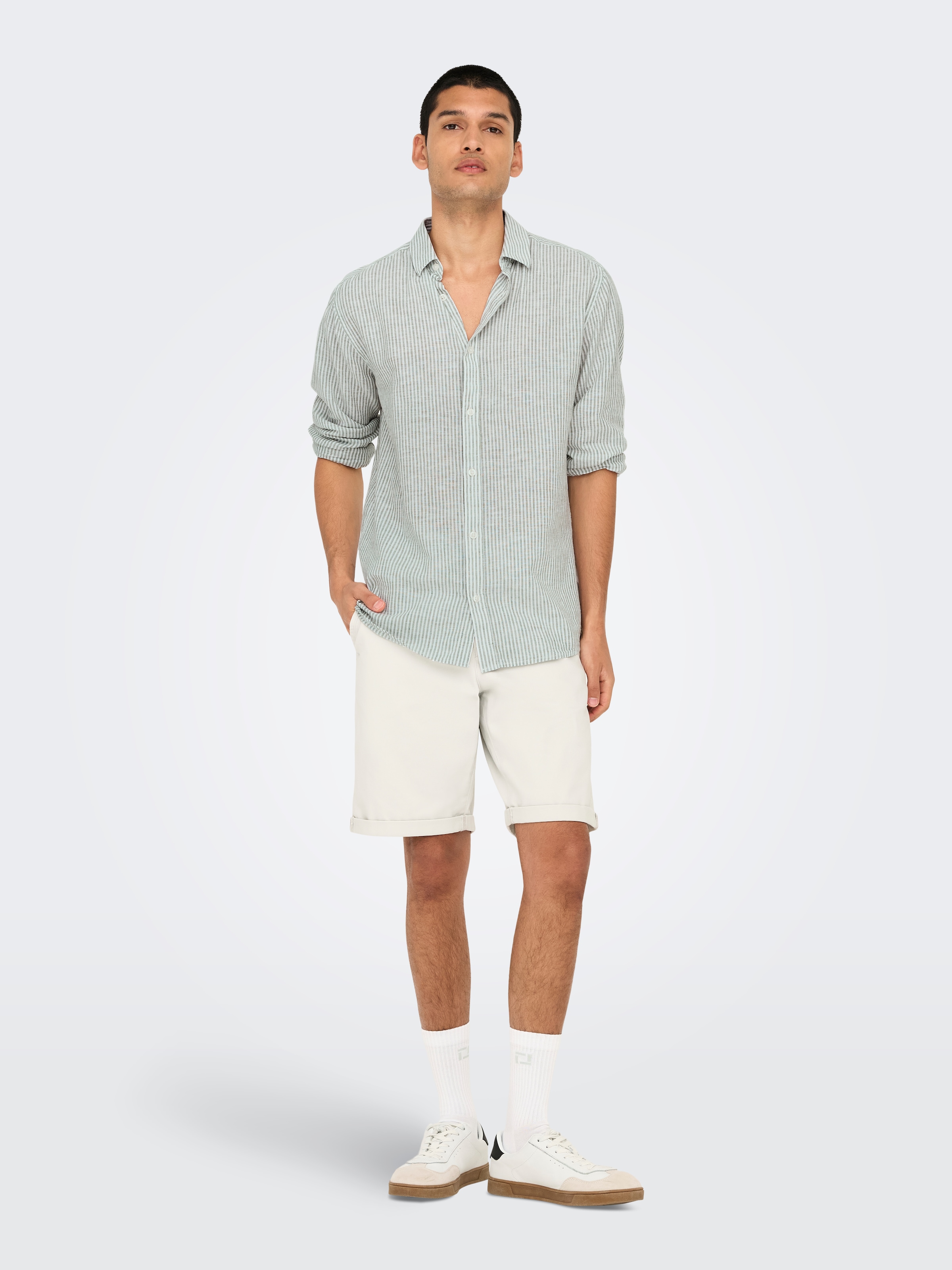 ONLY & SONS Kurzarmhemd »ONSCAIDEN LS STRIPE LINEN SHIRT 660 NOOS«